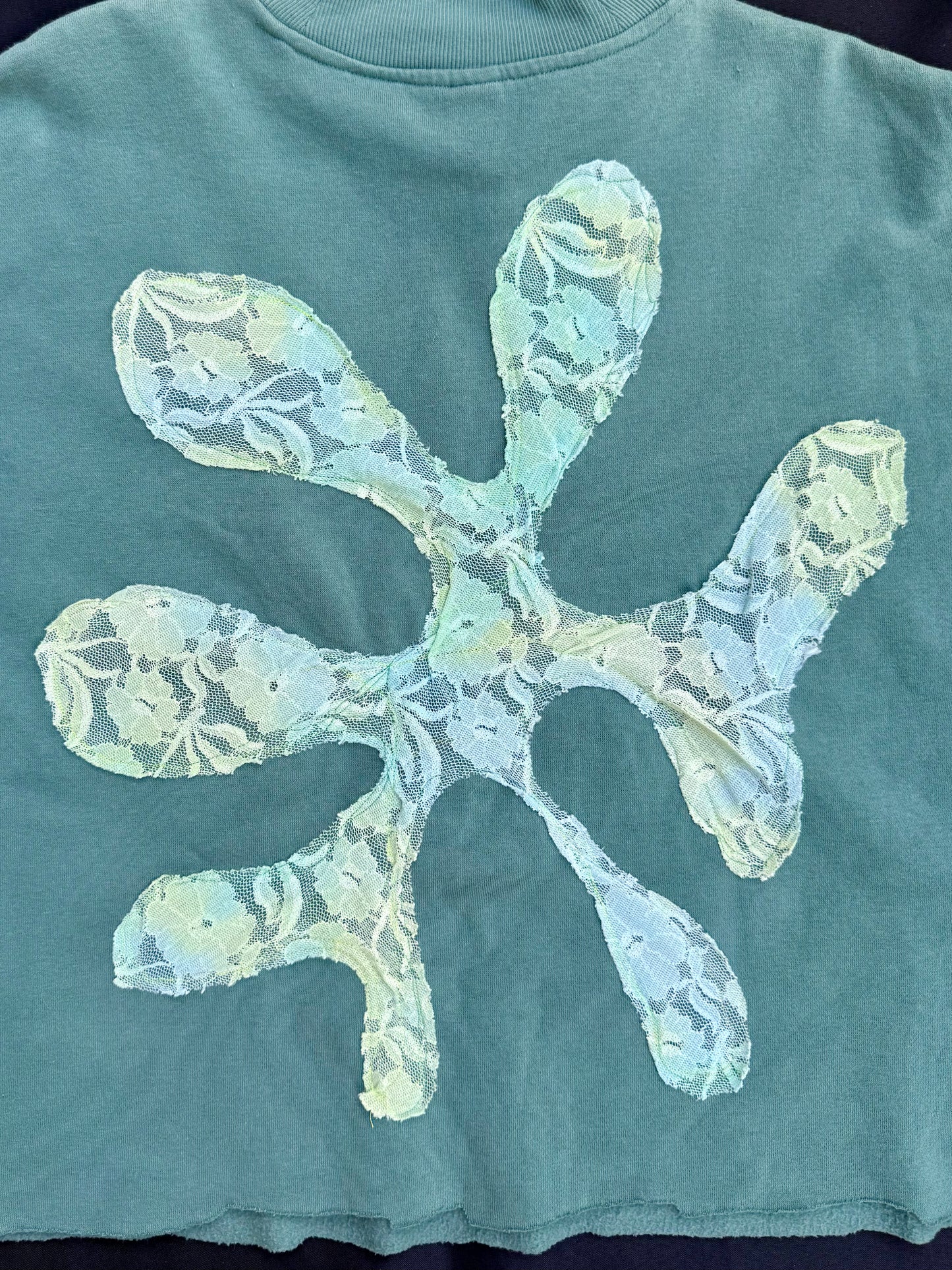 Blob lace shape patch sweatshirt