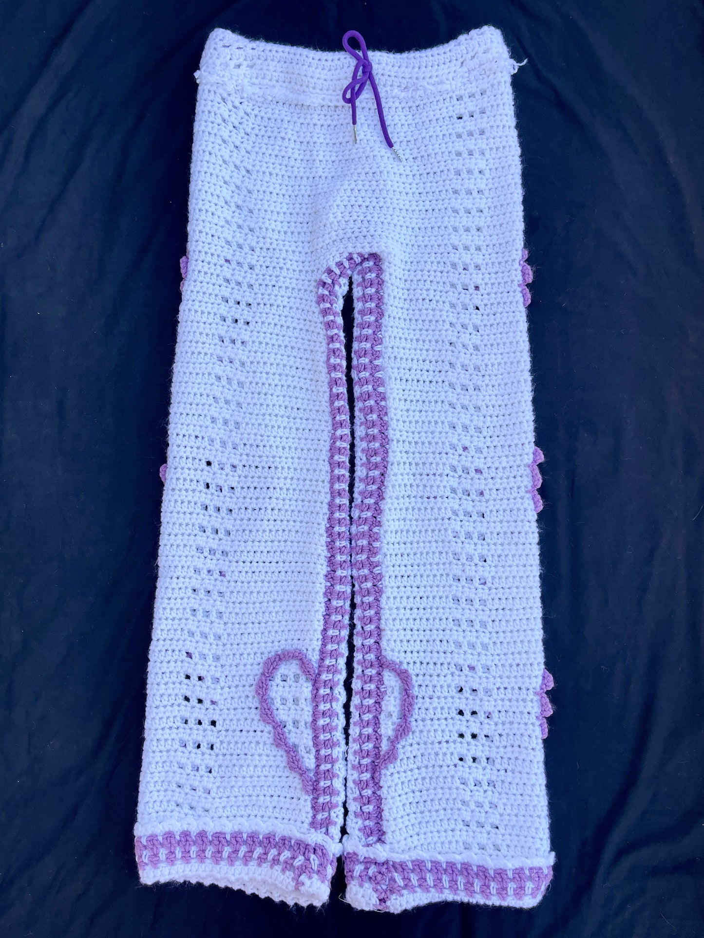 Purple Hearts crochet pants