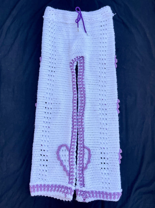 Purple Hearts crochet pants