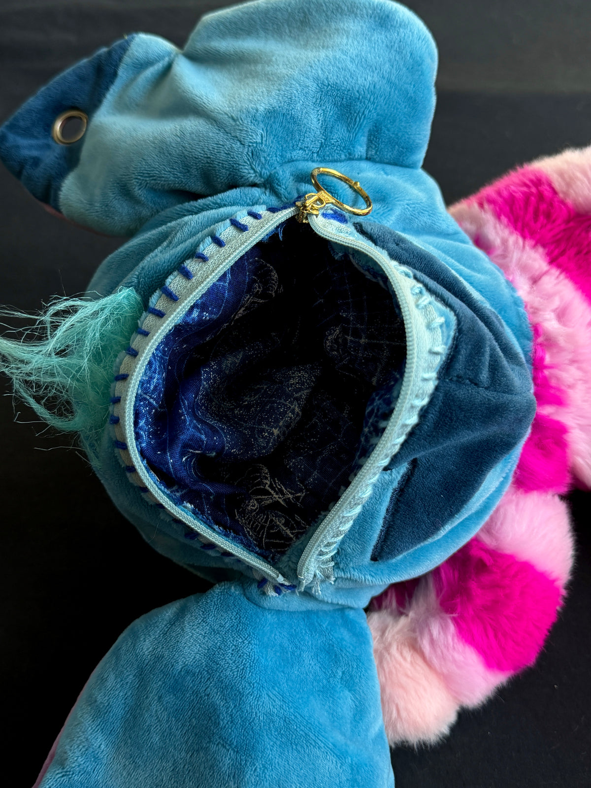 Stitch + Cheshire Cat hybrid side bag