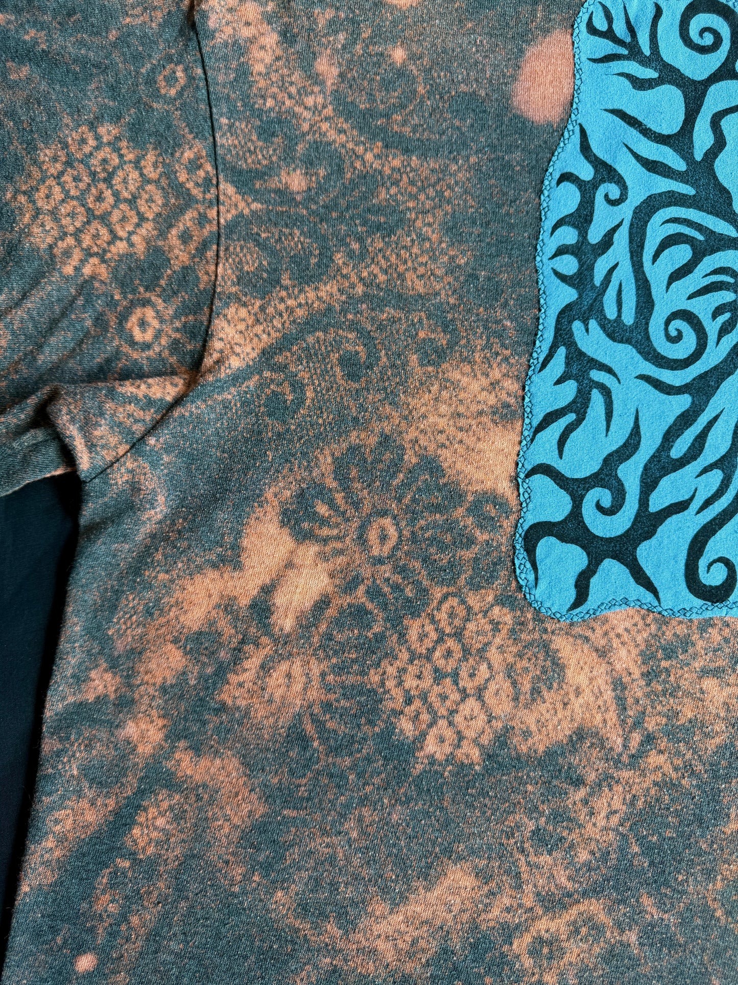 Moon goddess mushroom bleach dyed t-shirt