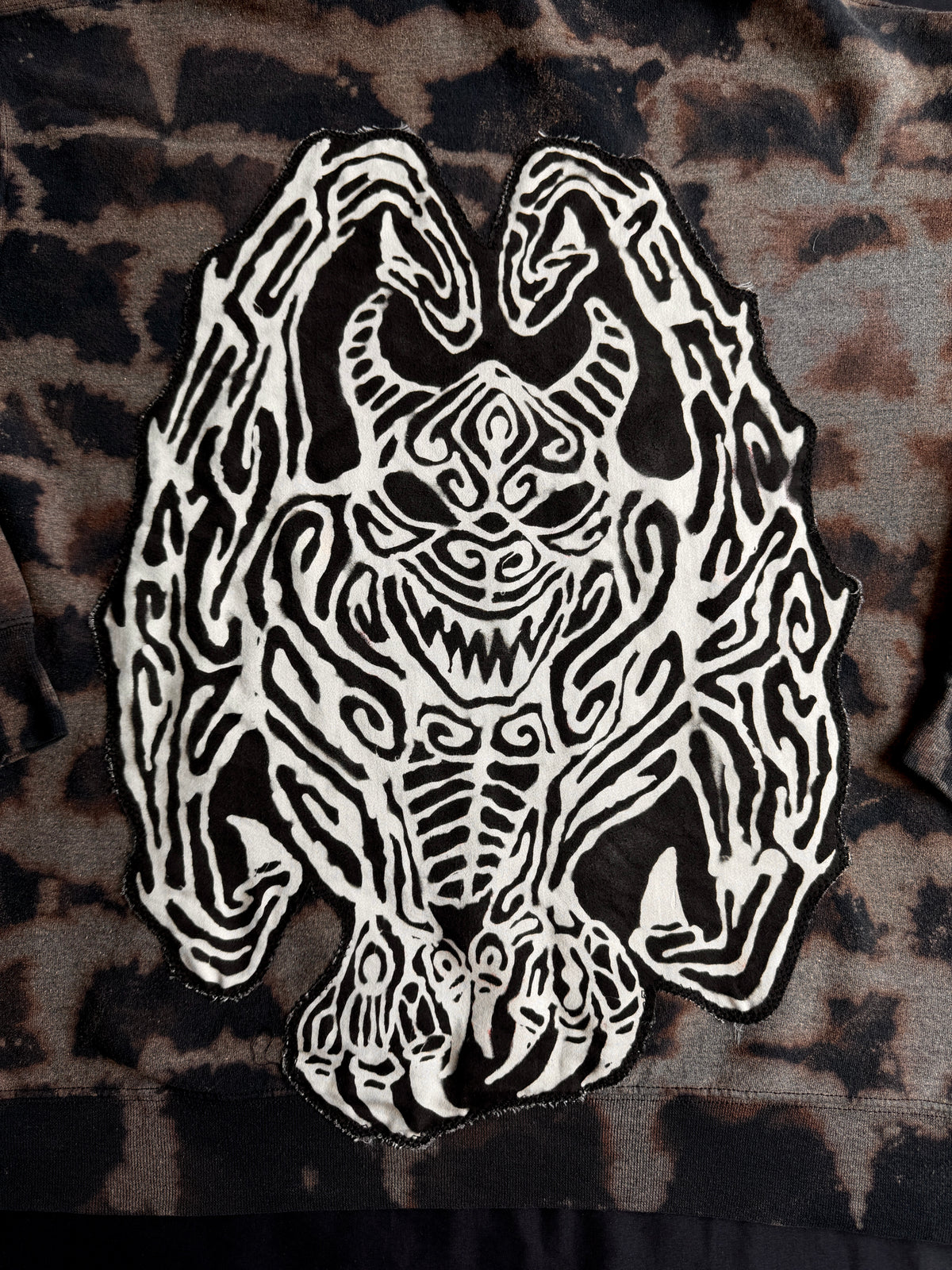 Gargoyle bleach dyed hoodie￼