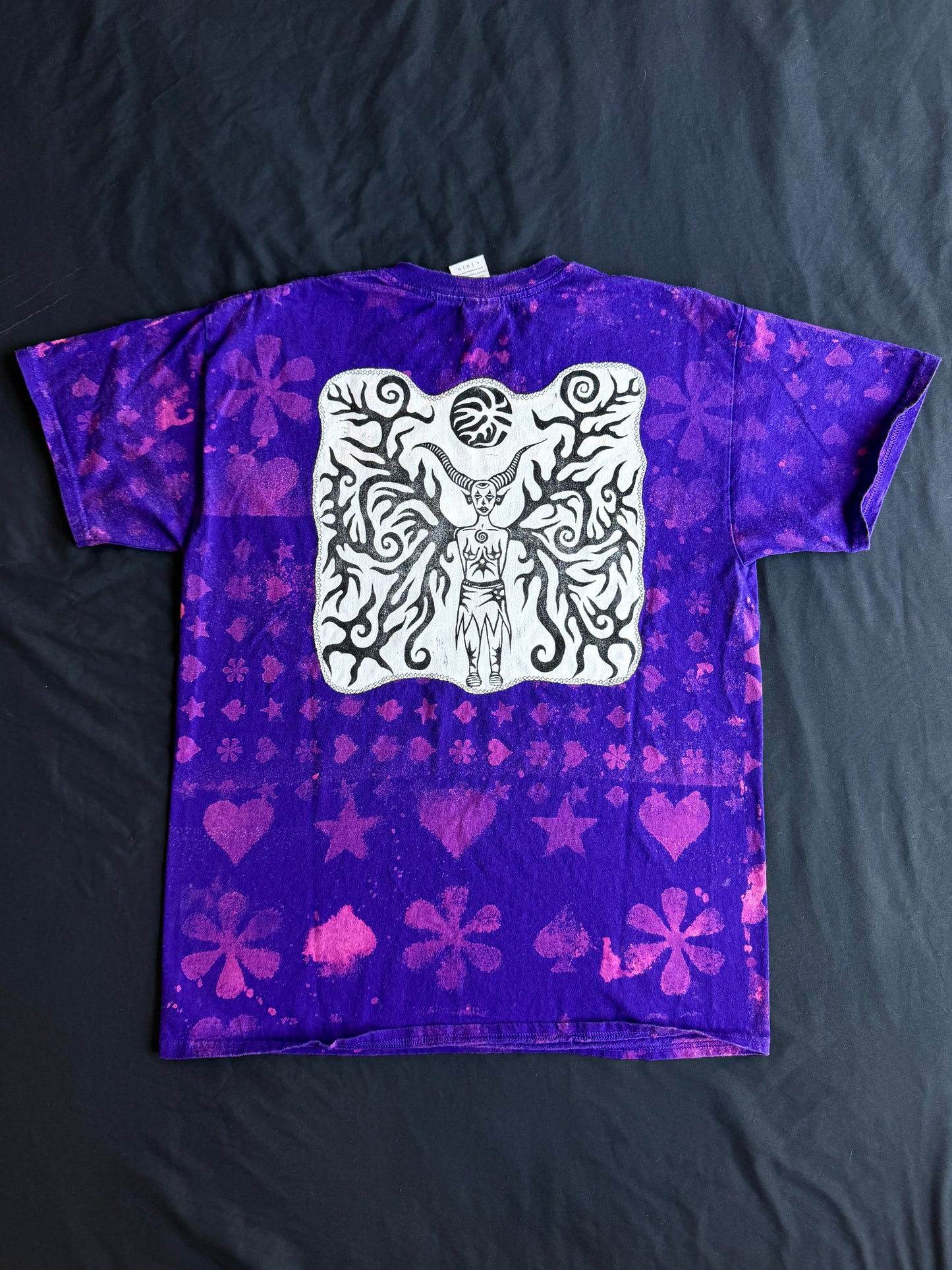 Shapes + moon goddess patch bleach dyed t-shirt