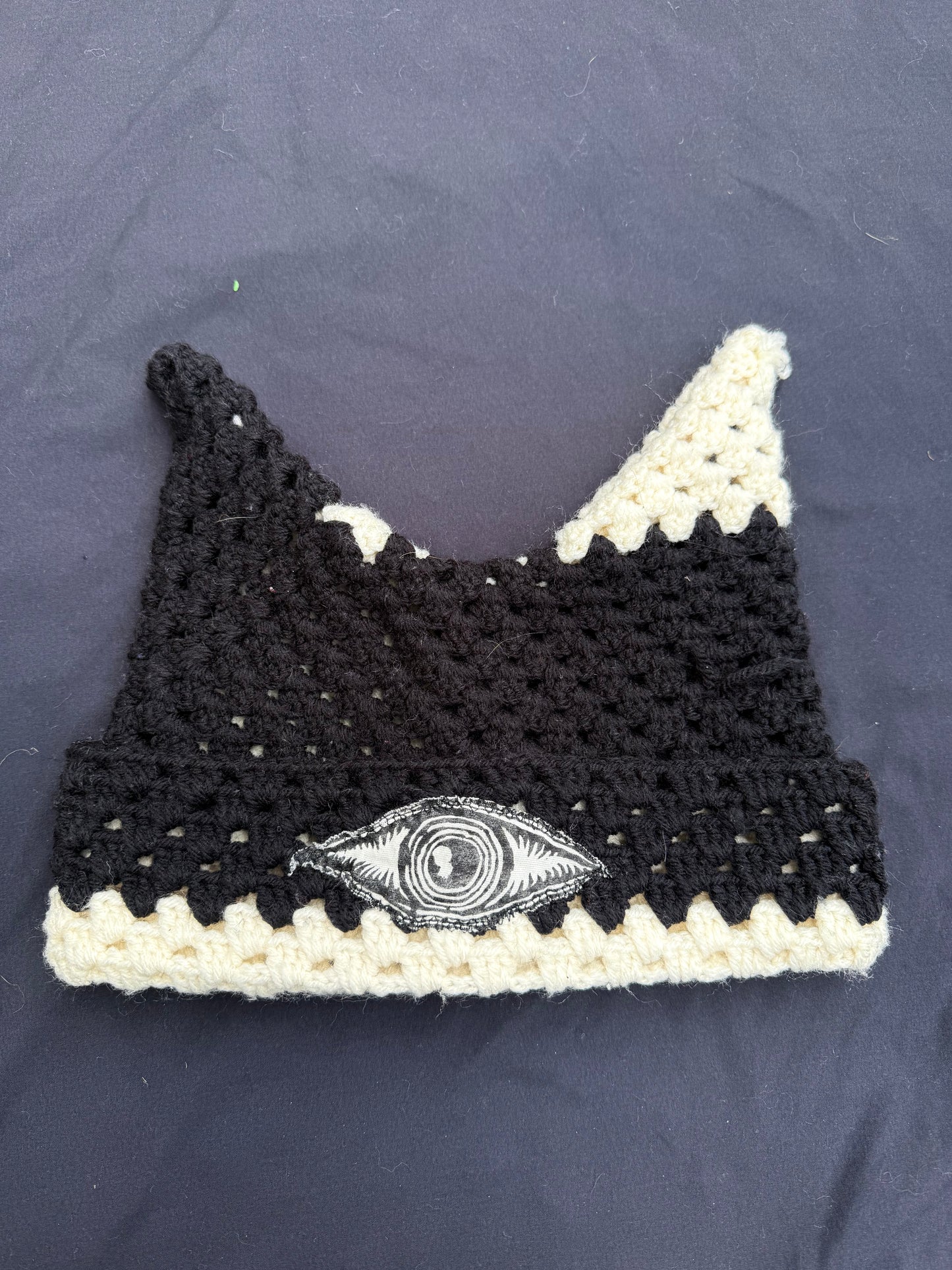 Crochet eyeball patch hat