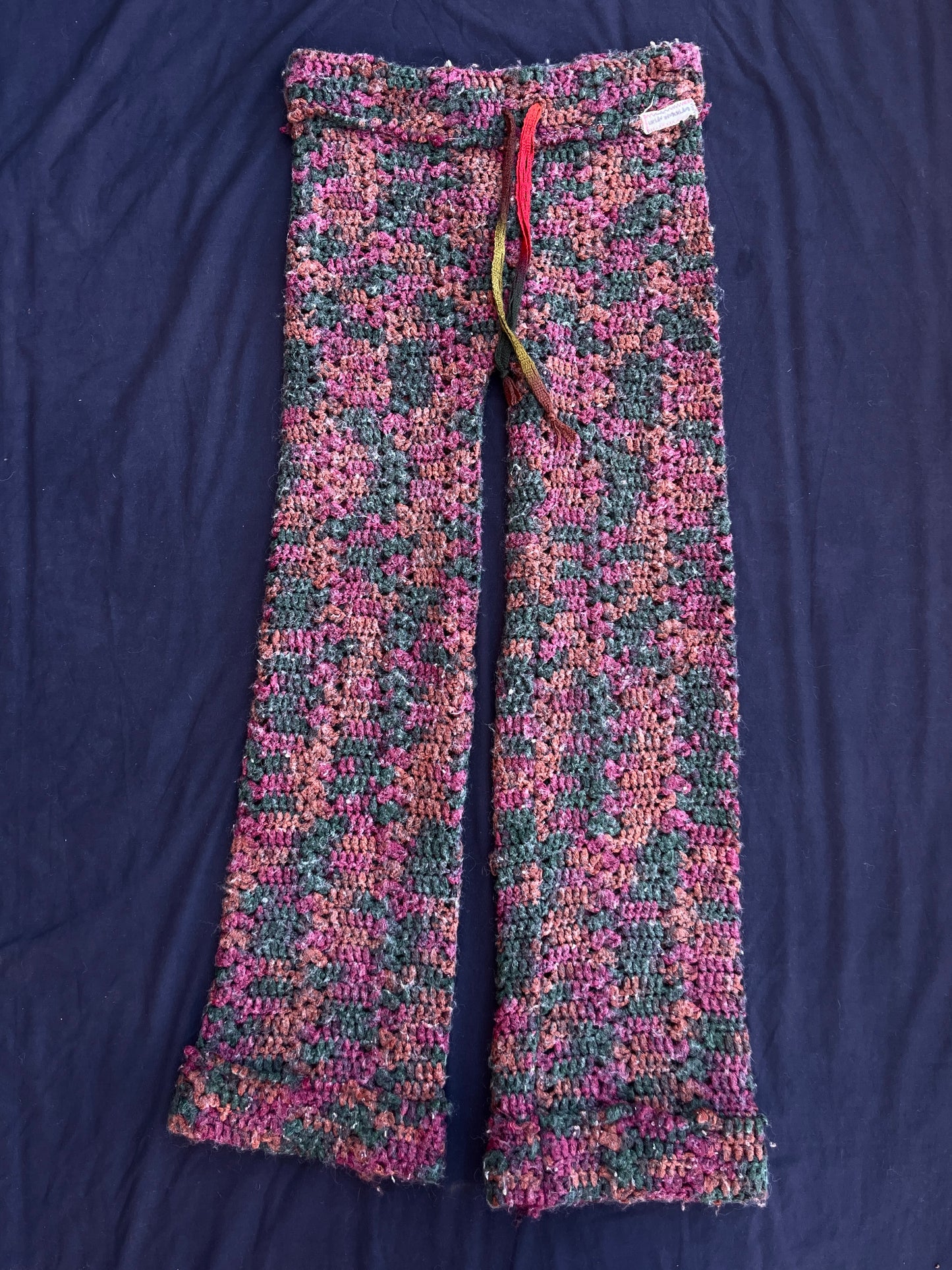 Maroon confetti crochet pants