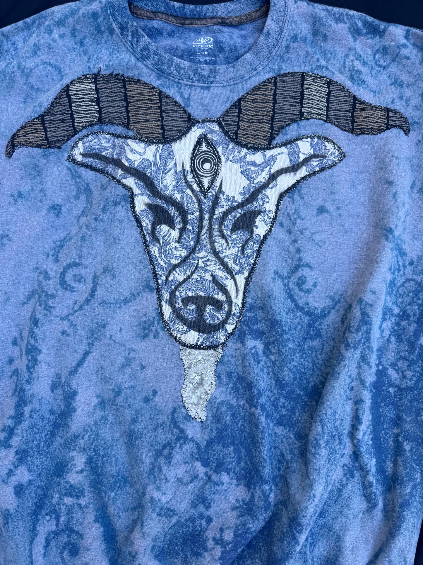 Billy goat scrap patch bleached sweatshirt