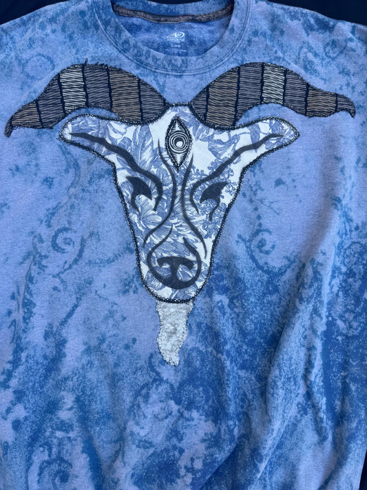 Billy goat scrap patch bleached sweatshirt