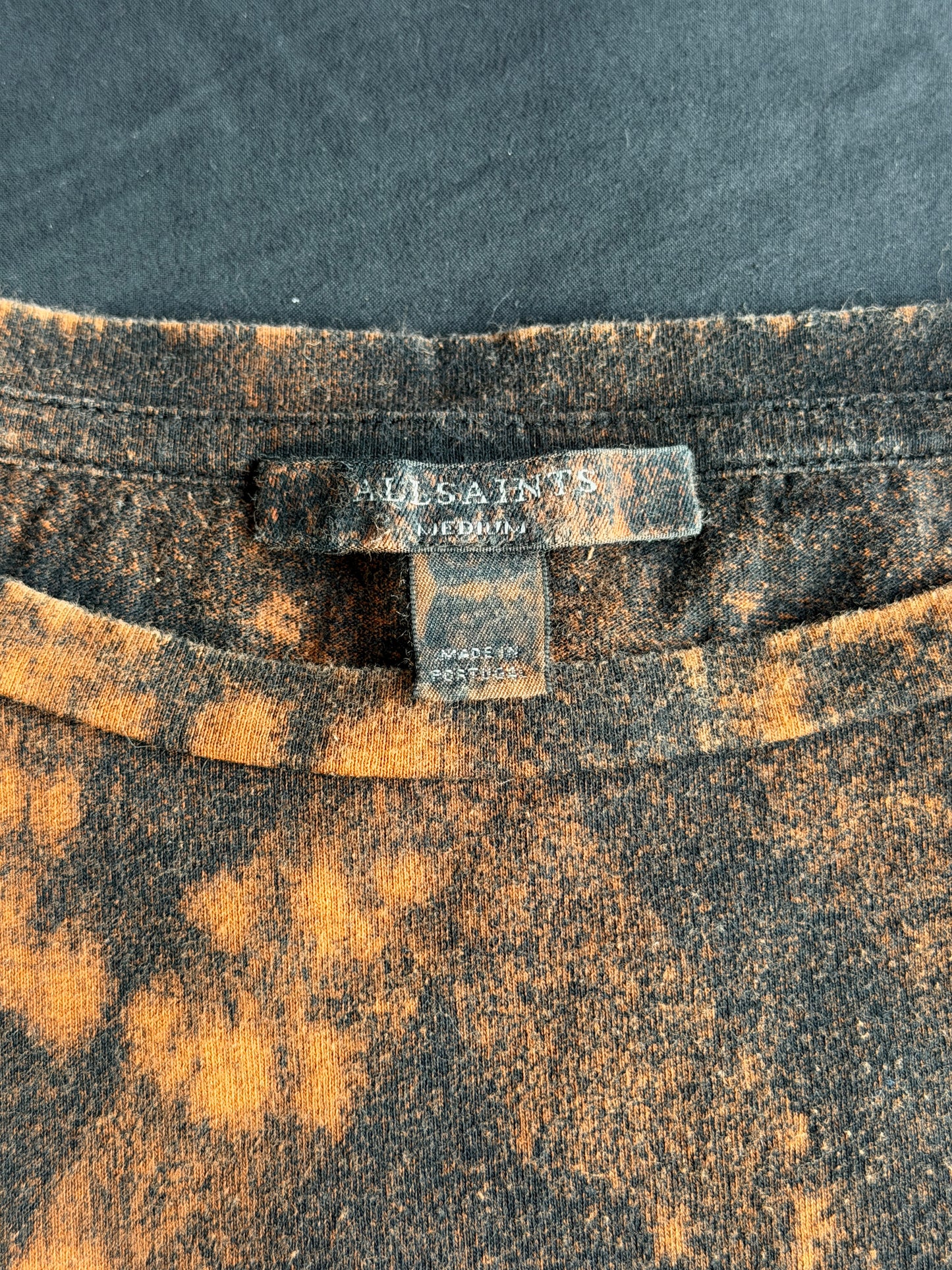 Moth patch bleach dyed t-shirt