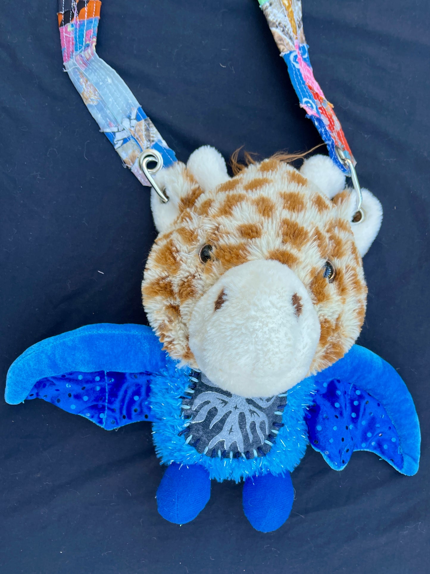 Giraffe + blue bat hybrid side bag
