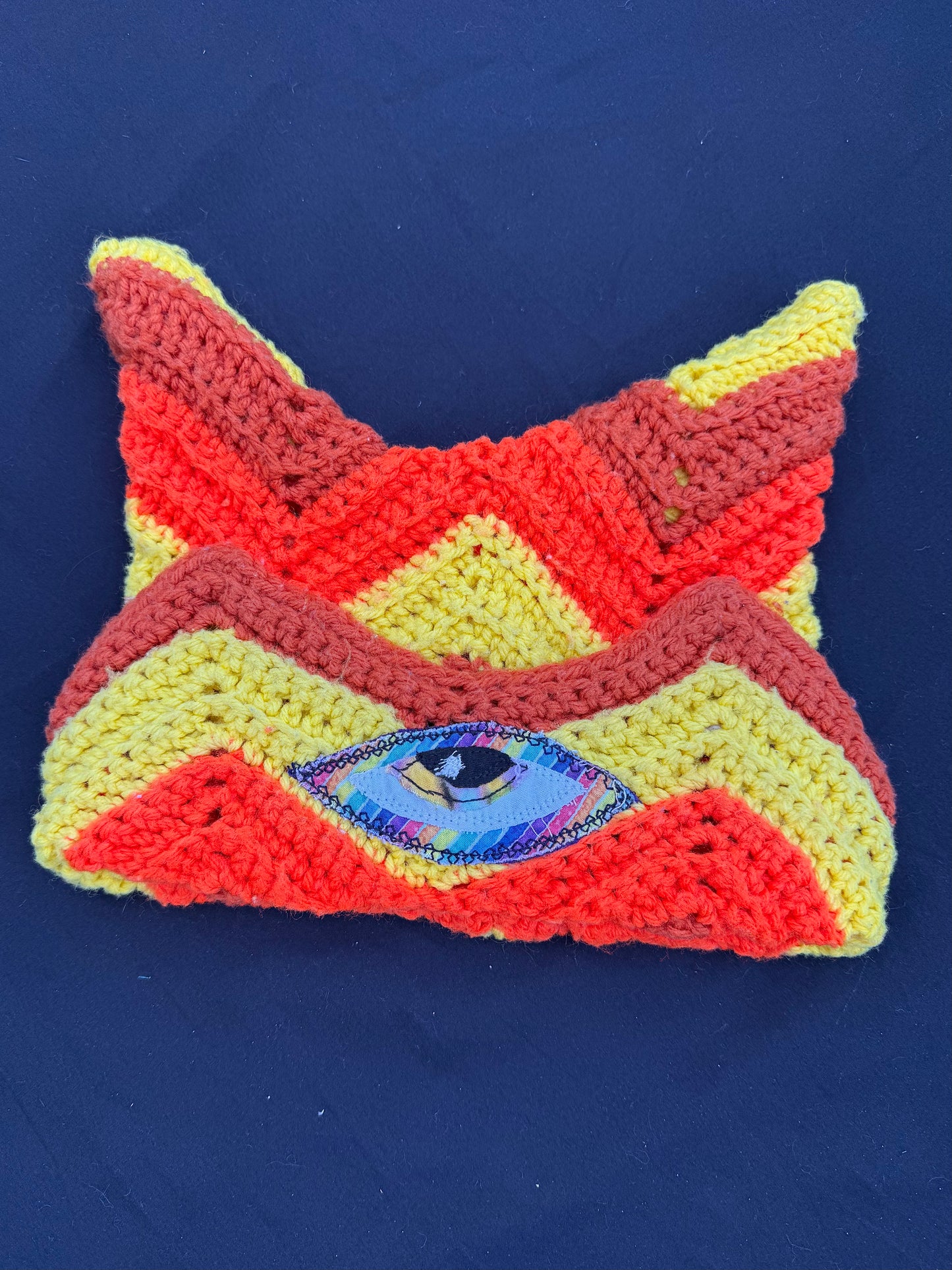 Crochet eyeball patch hat