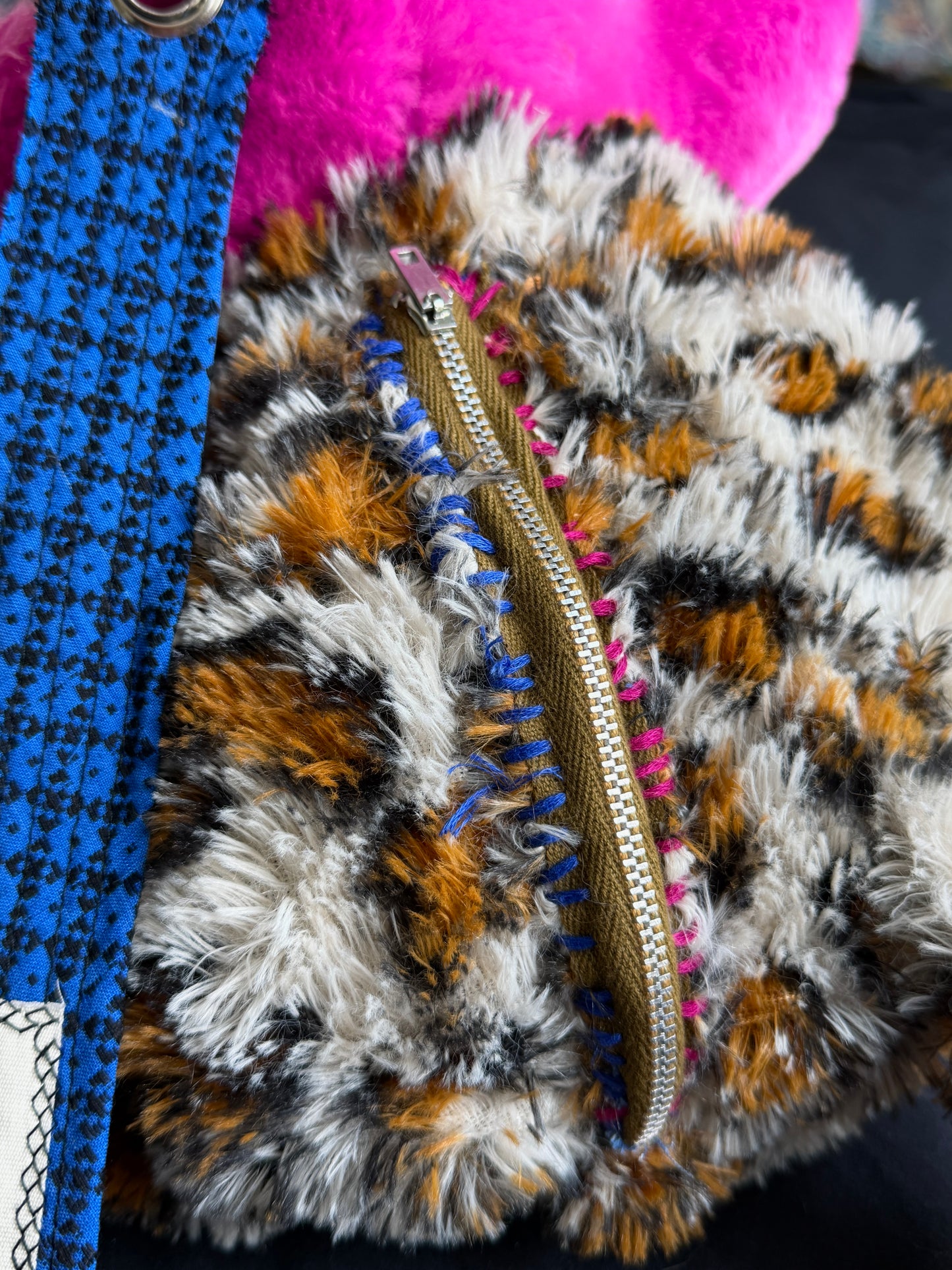Cheshire cat + leopard hybrid side bag