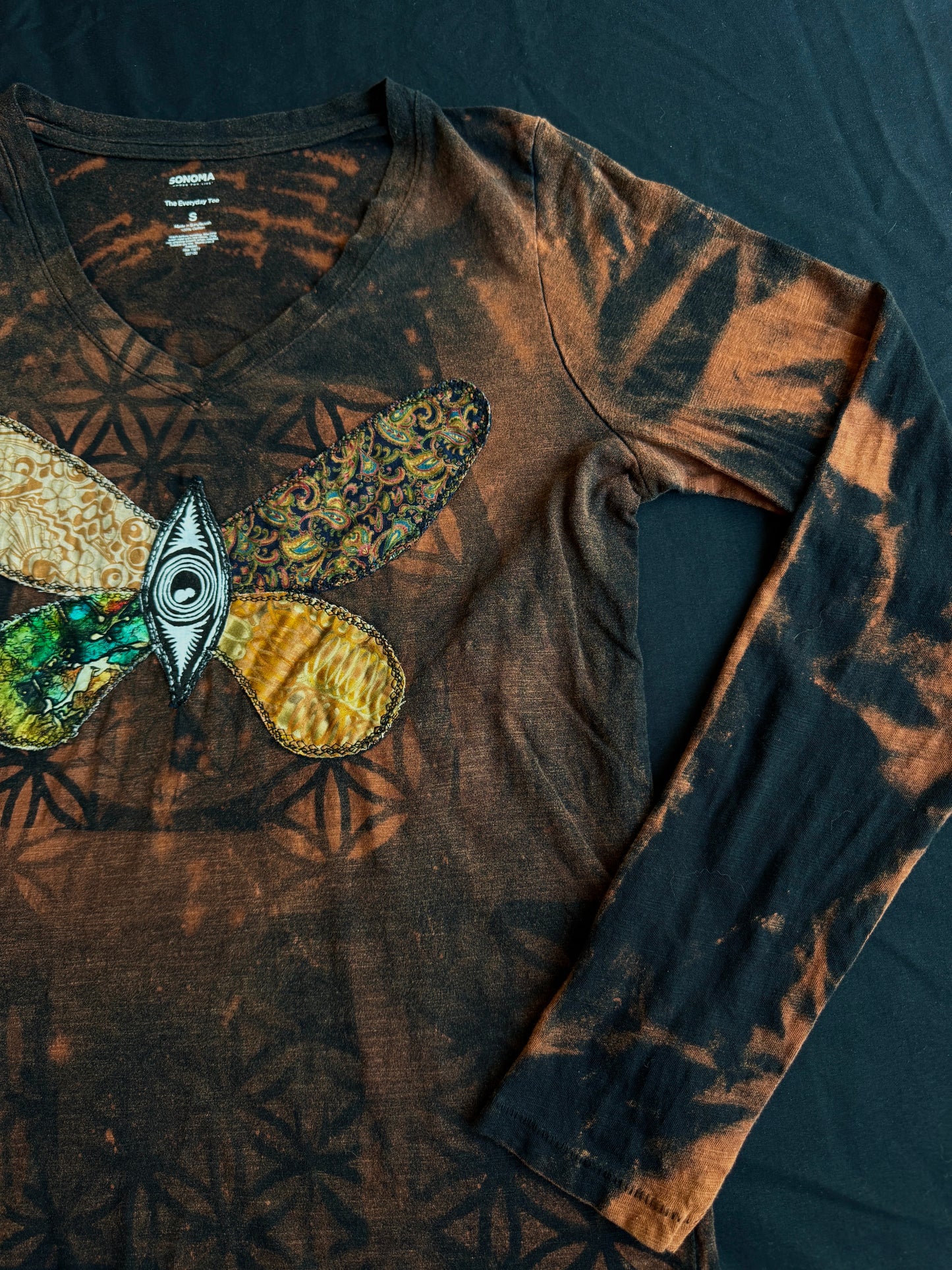 Butterfly bleach dyed long sleeve