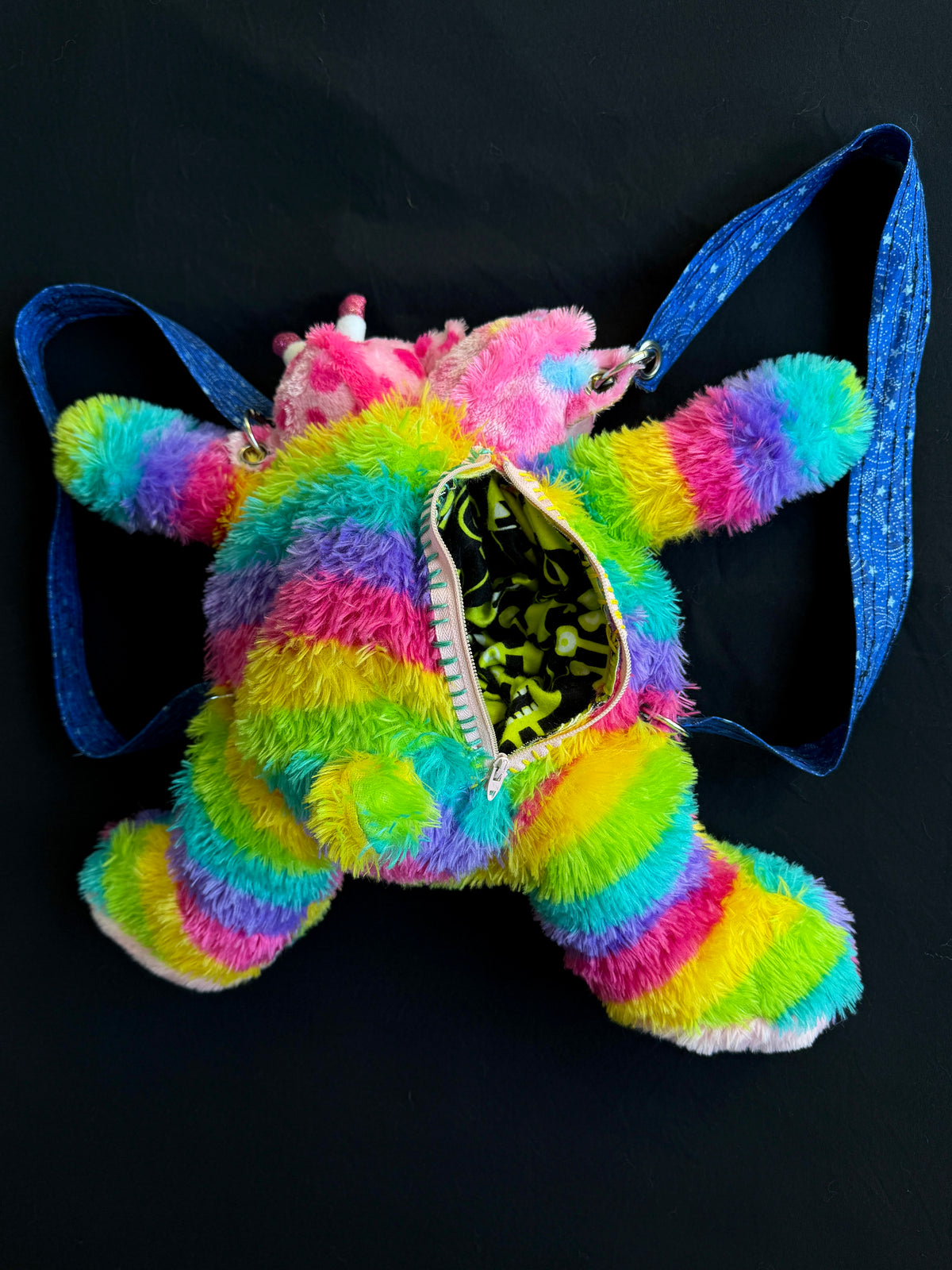 Two headed rainbow explosion hybrid back pack