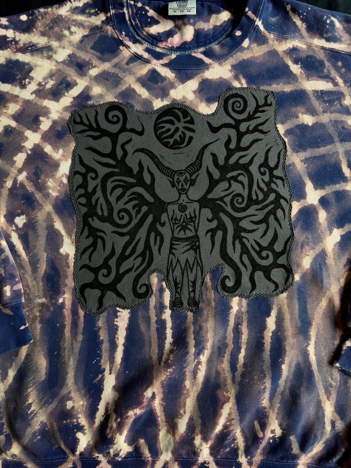Moon goddess patch bleach dyed crewneck