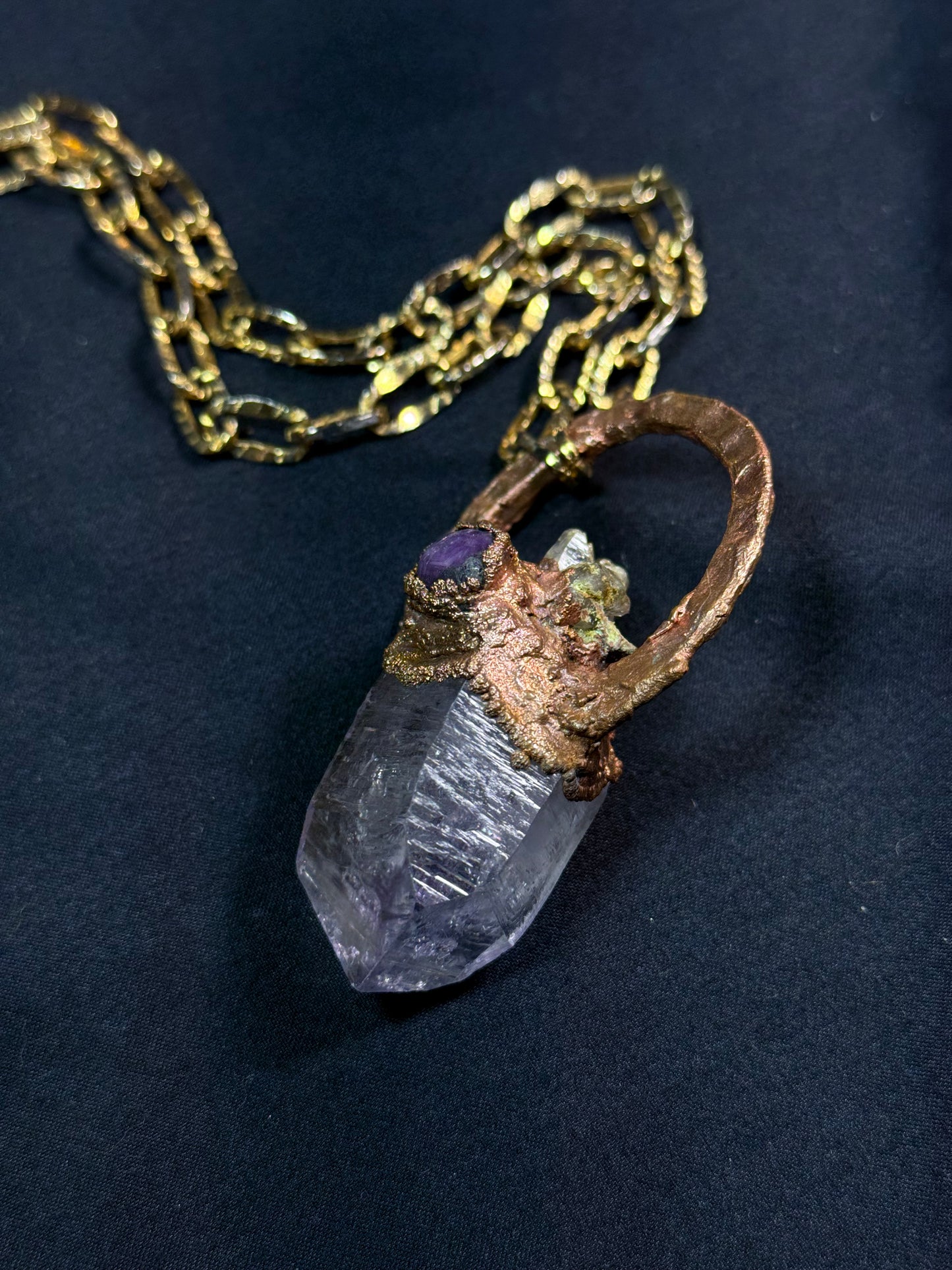 Star sapphire + amethyst amulet