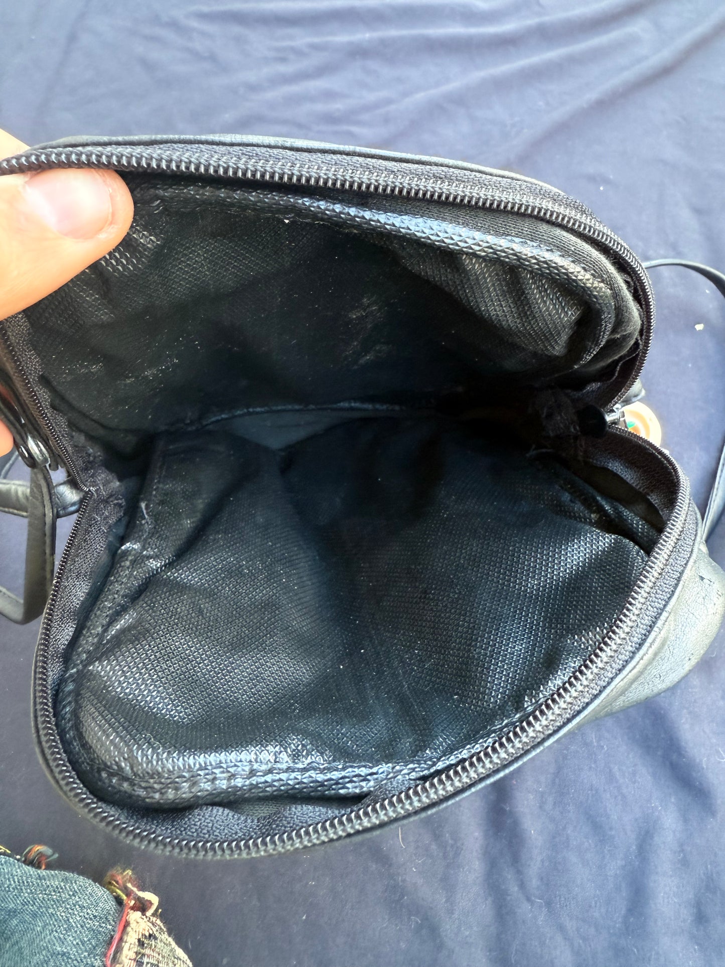 Leather patchwork baby bag