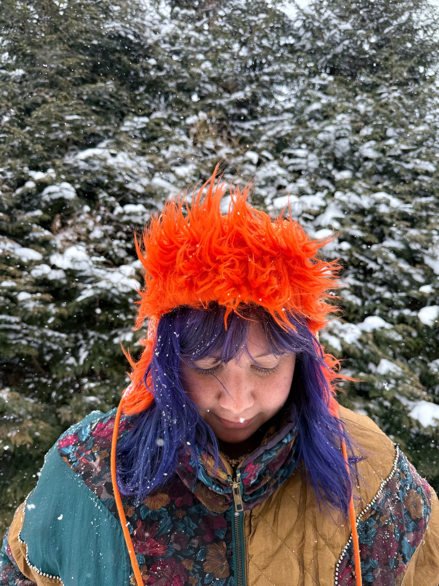 Orange fluff ushanka