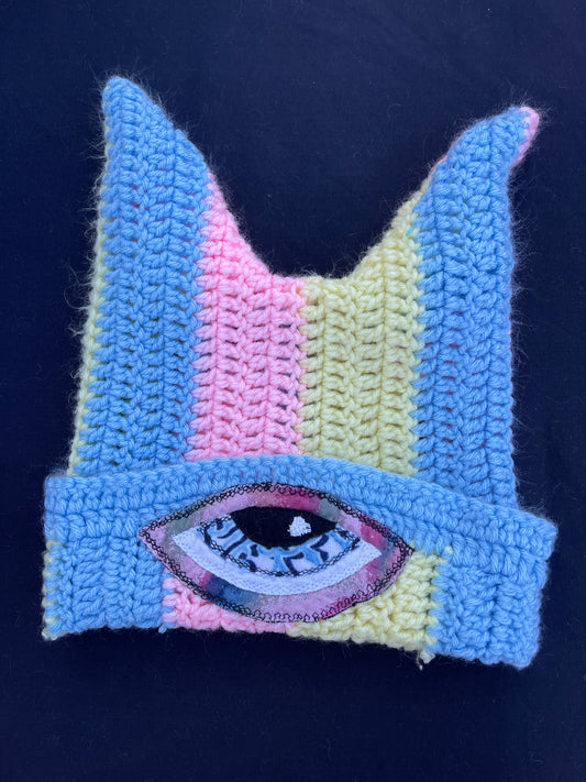 Crochet eyeball patch hat