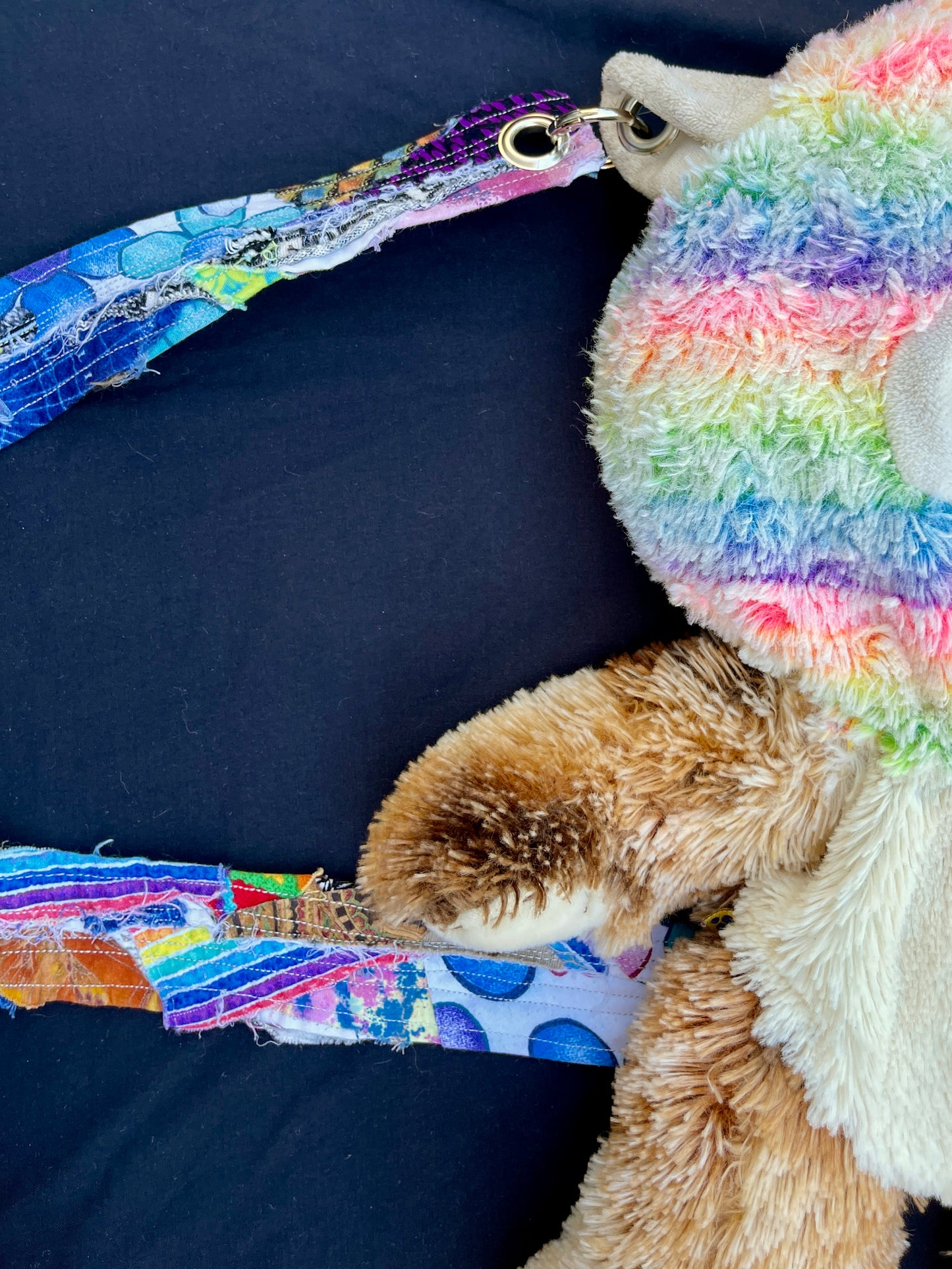 Rainbow camel + fuzzy brown bear hybrid backpack