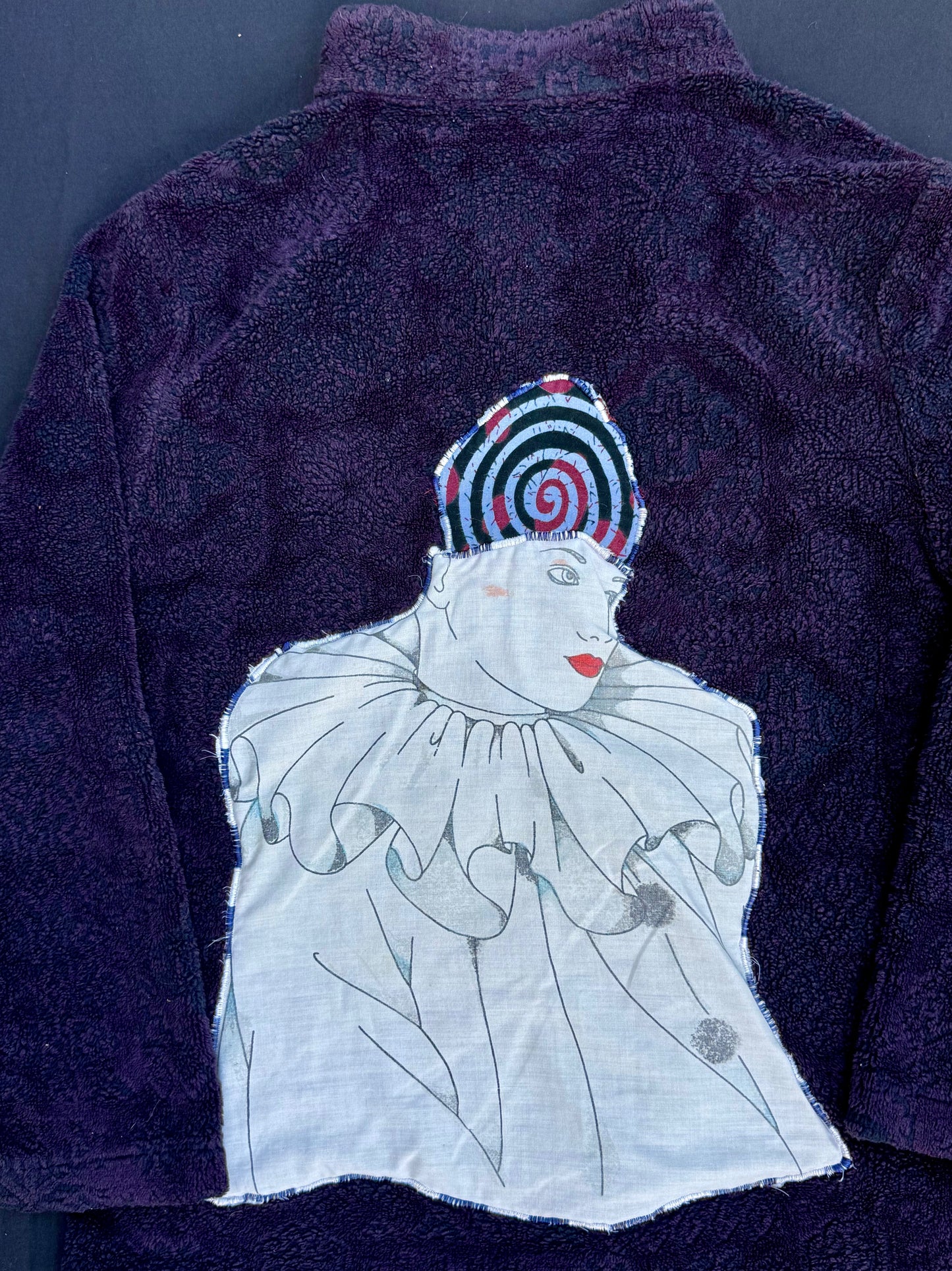 Clown spiral head patch zip up sweatshirt