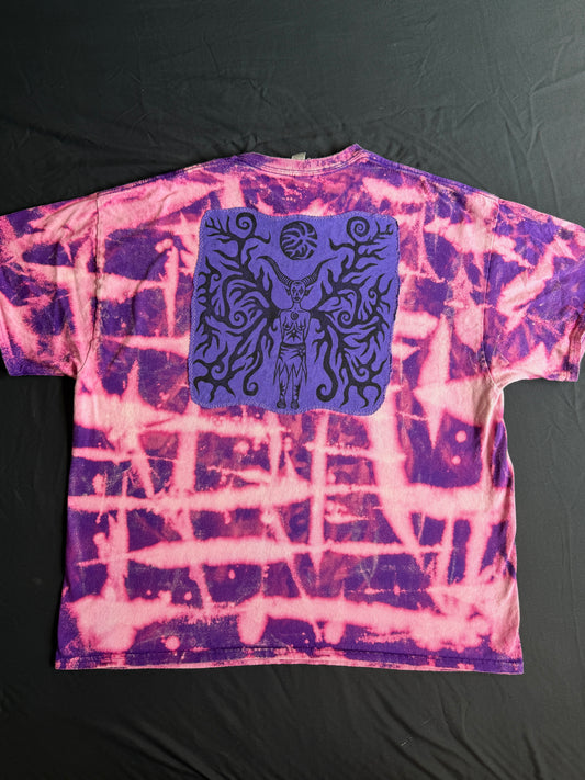 Moon goddess + abstract face bleach dyed t-shirt