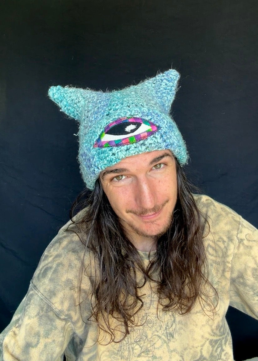 Crochet eyeball patch hat