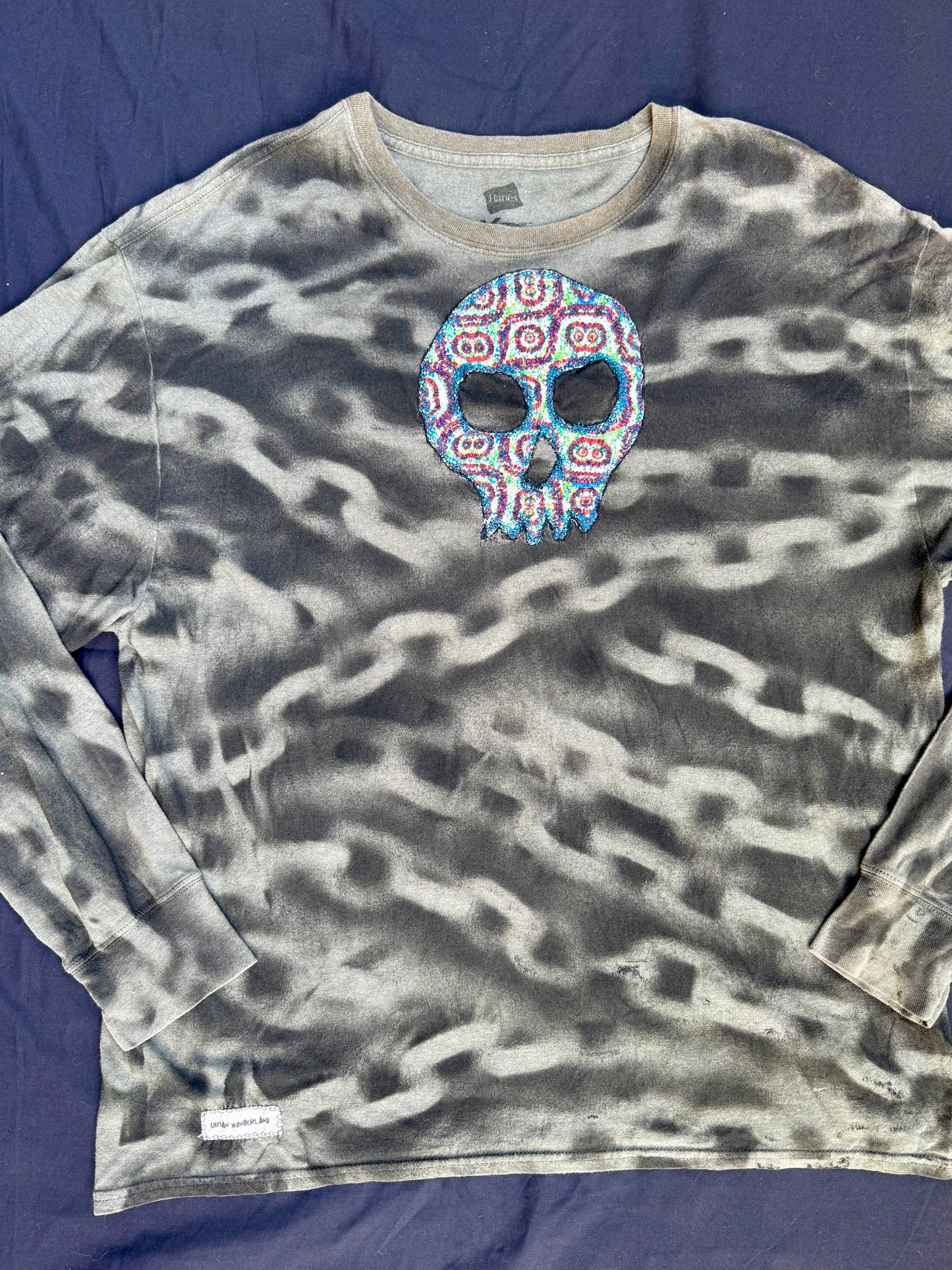 Skull chain spray painted shirt