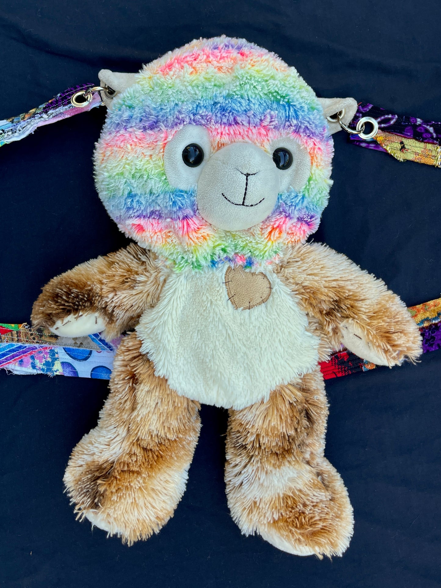 Rainbow camel + fuzzy brown bear hybrid backpack