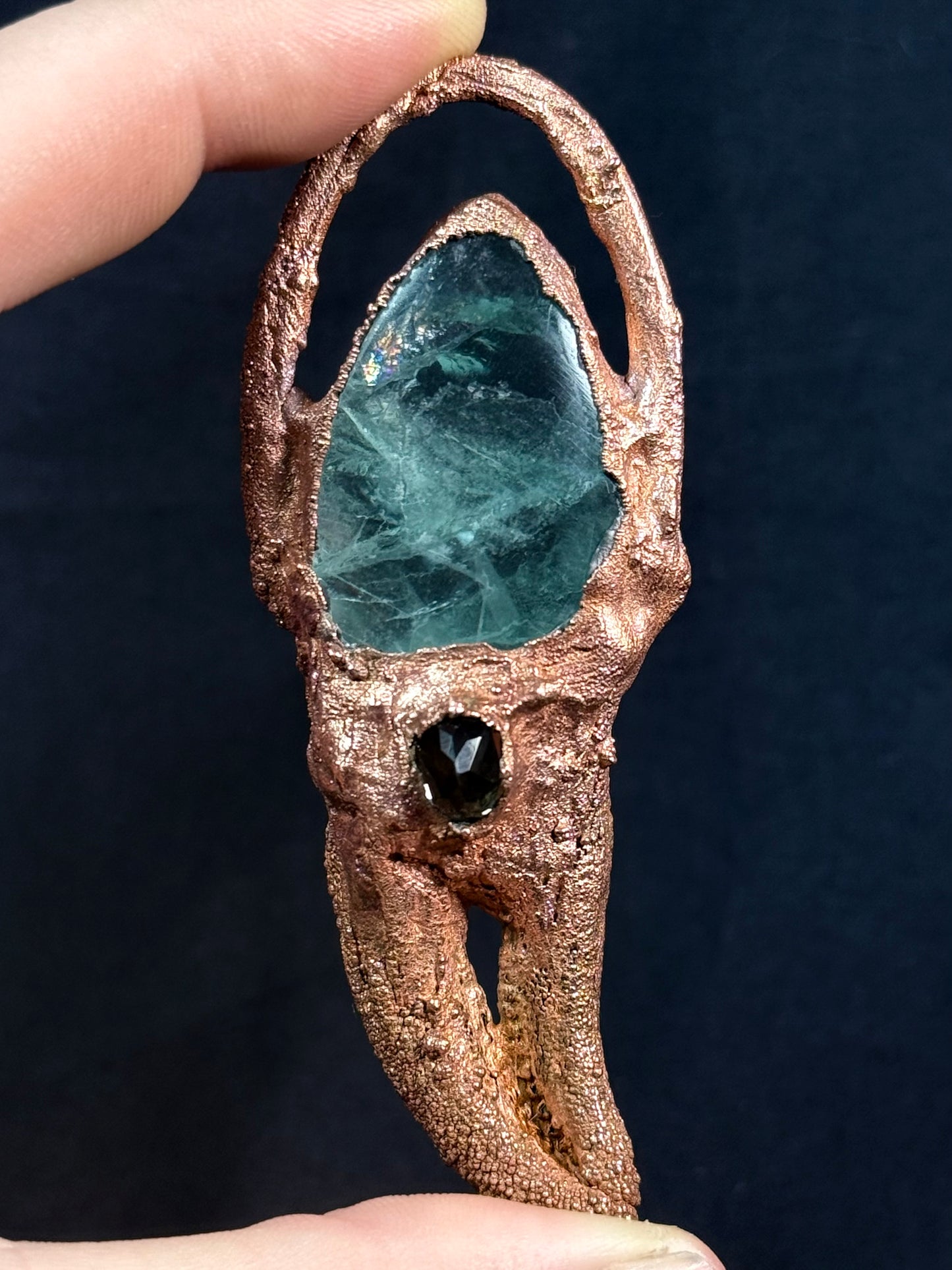 Fluorite crab claw amulet