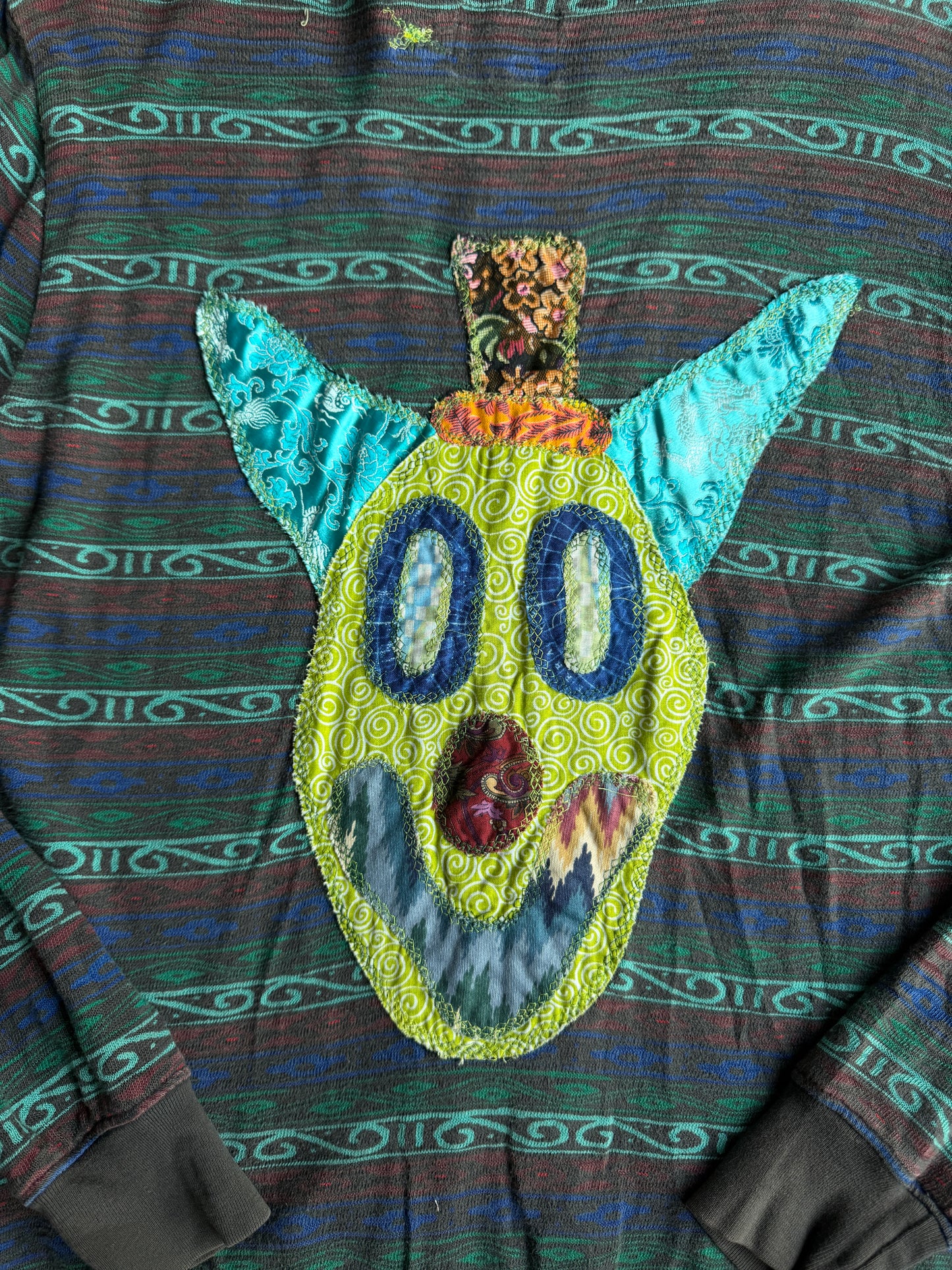 Scrappy clown flower zip up