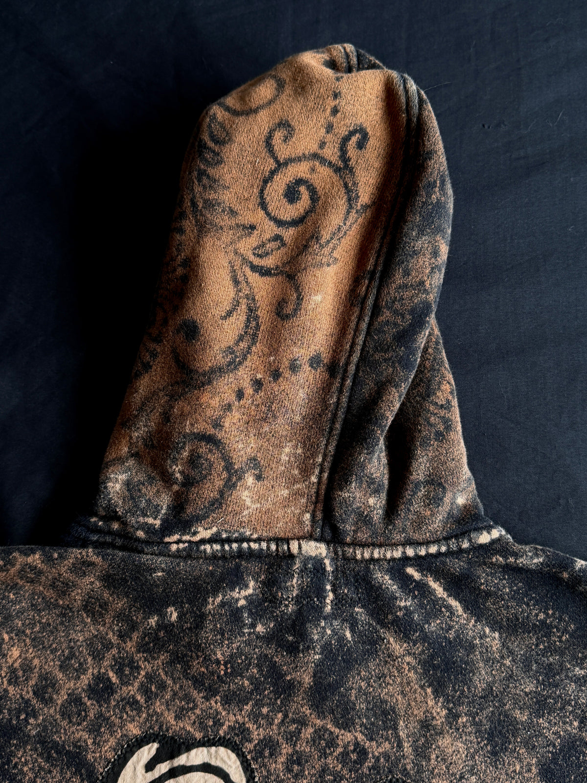 Gargoyle bleach dyed hoodie
