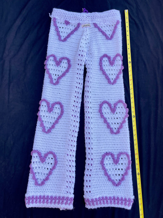 Purple Hearts crochet pants