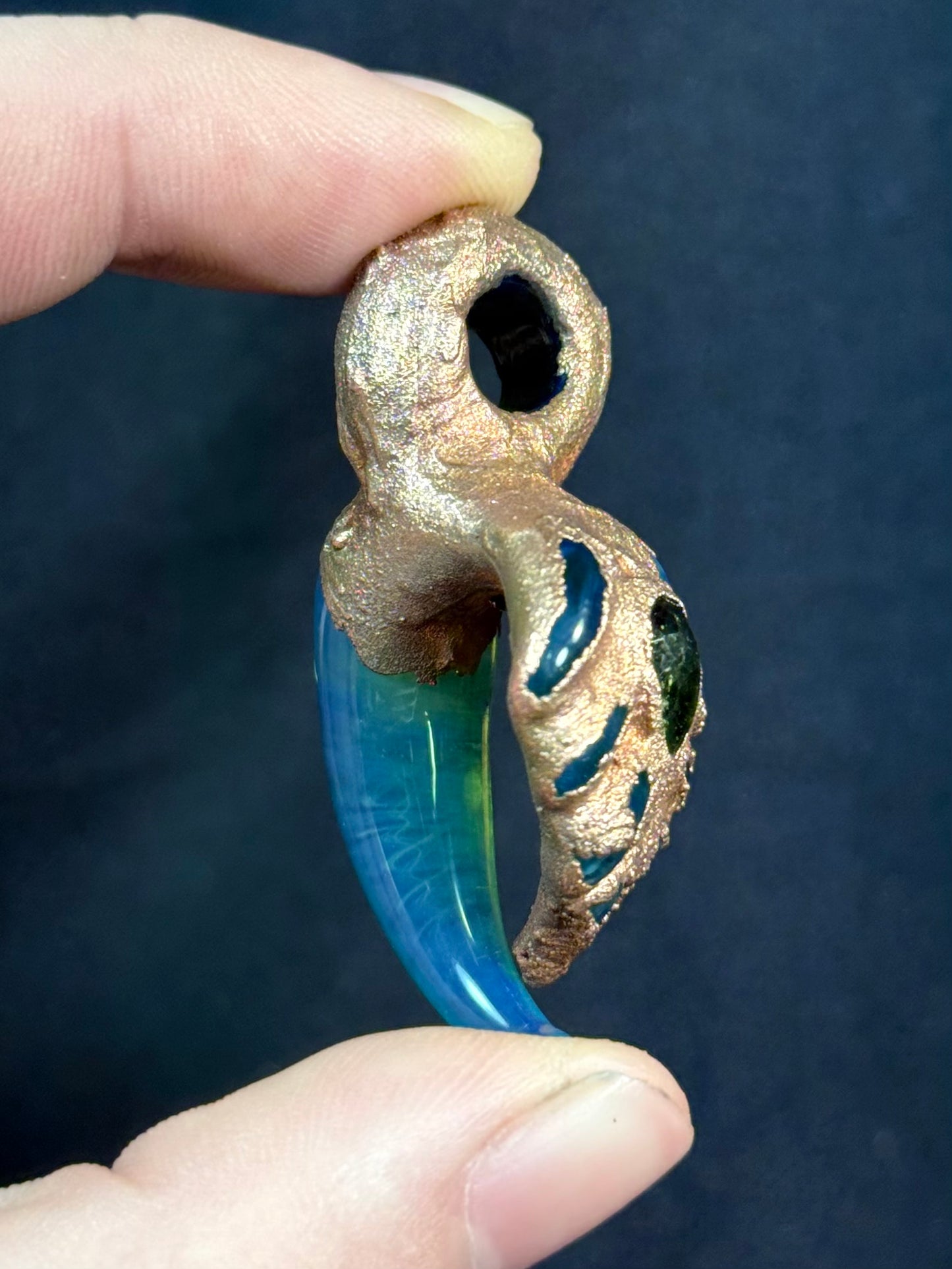 Glass leaf amulet
