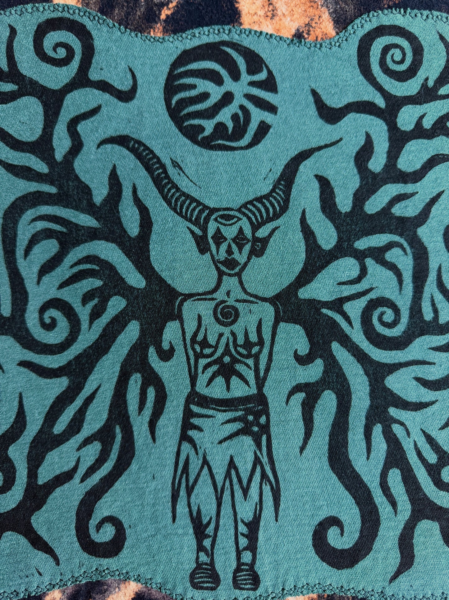 Moon goddess bleach dyed t-shirt