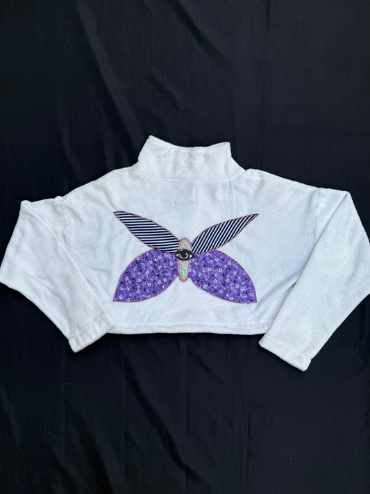 Cropped butterfly patch sweatshirt