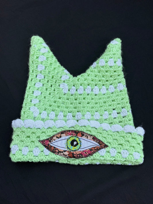 Crochet eyeball patch hat