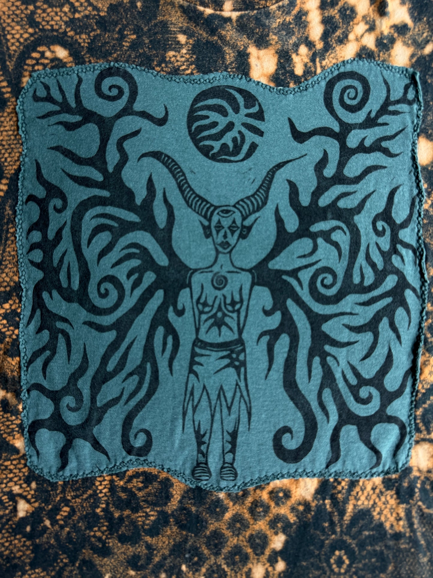 Moon goddess bleach dyed t-shirt