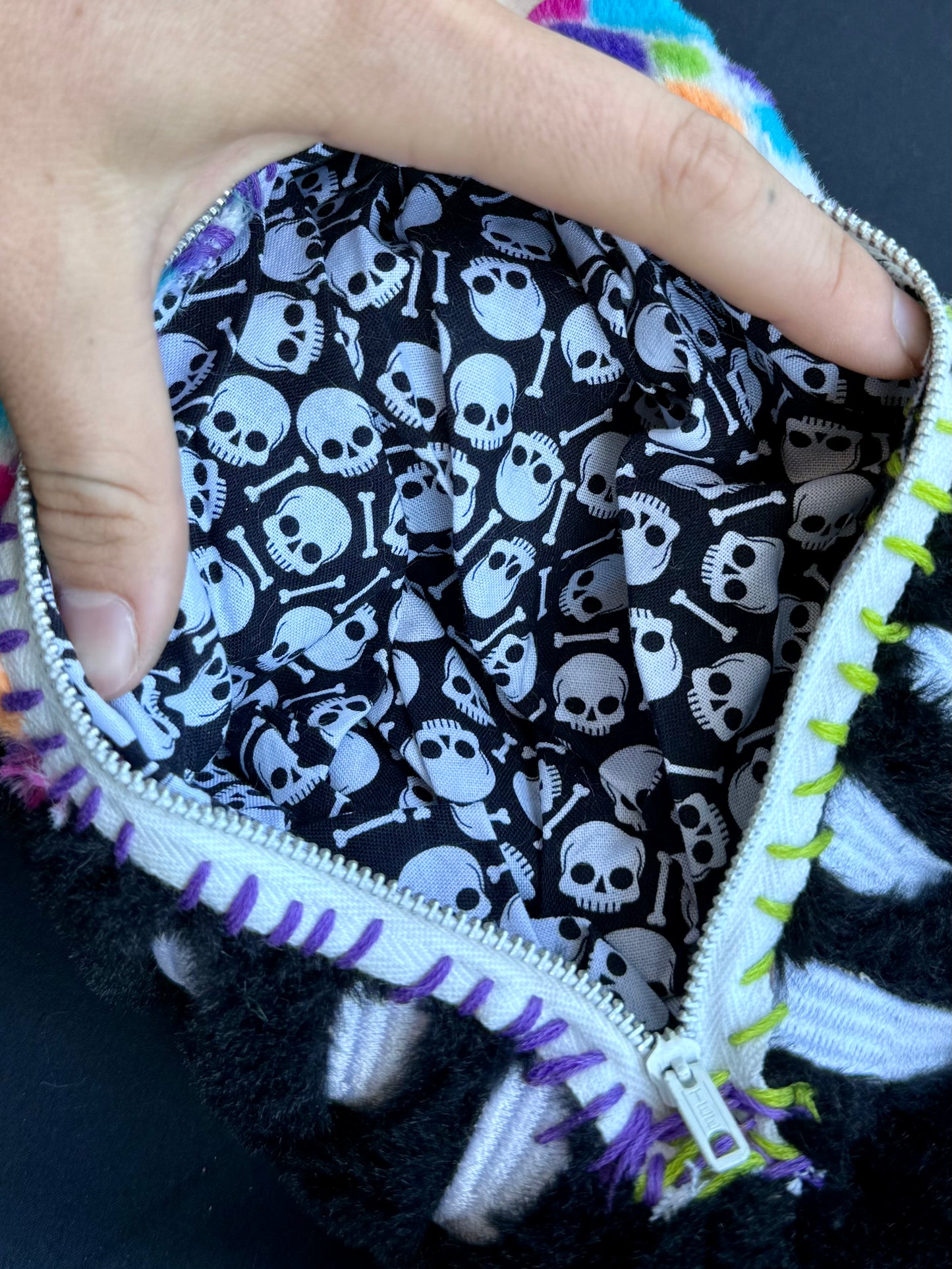 Rainbow skull dog hybrid side bag