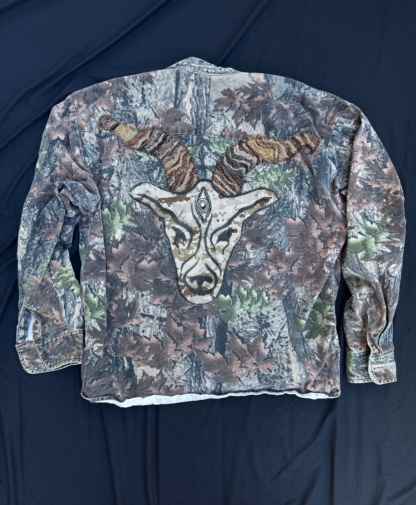 Billy goat scrap patch on camo jacket