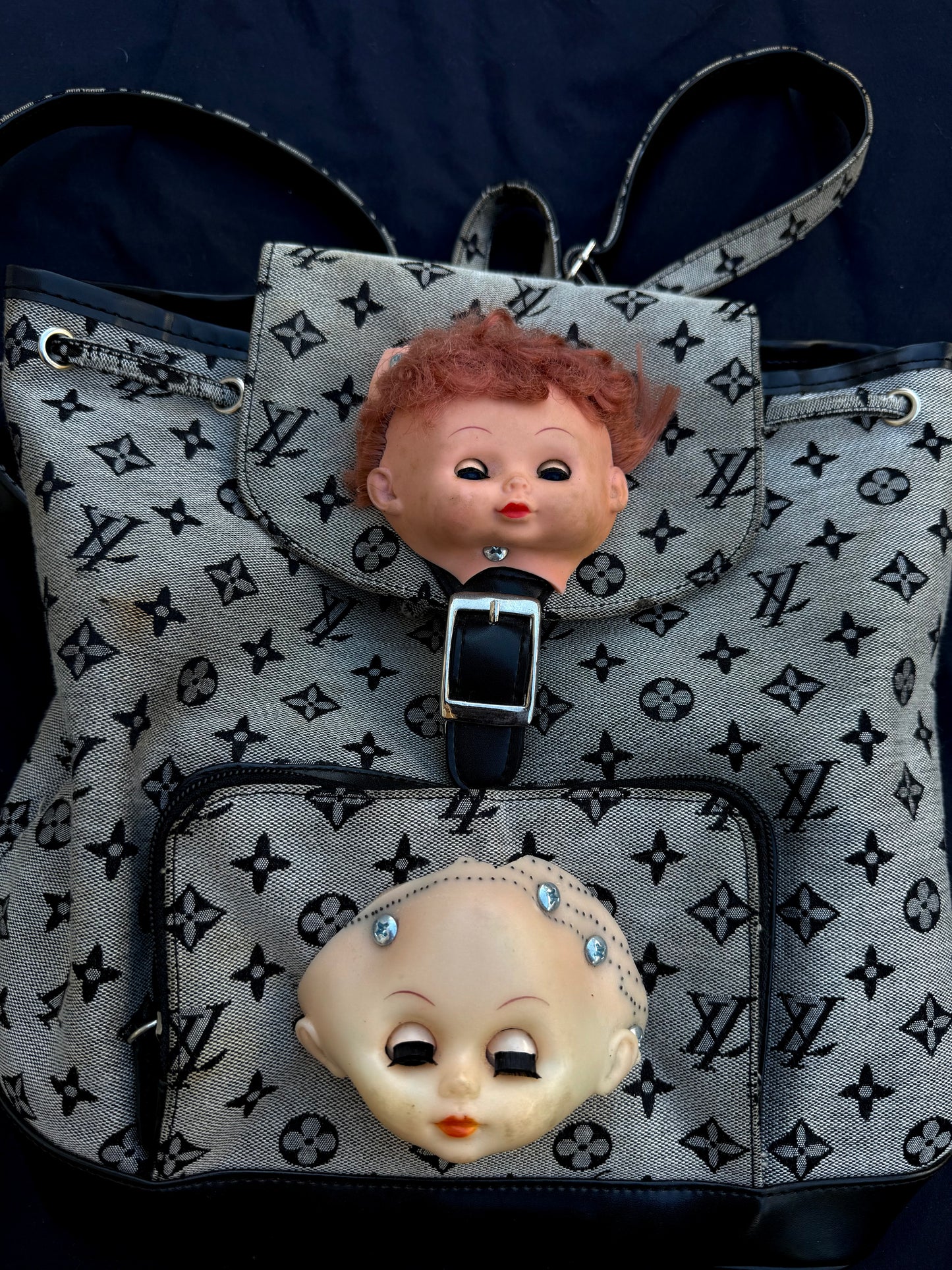 LV double baby head back pack