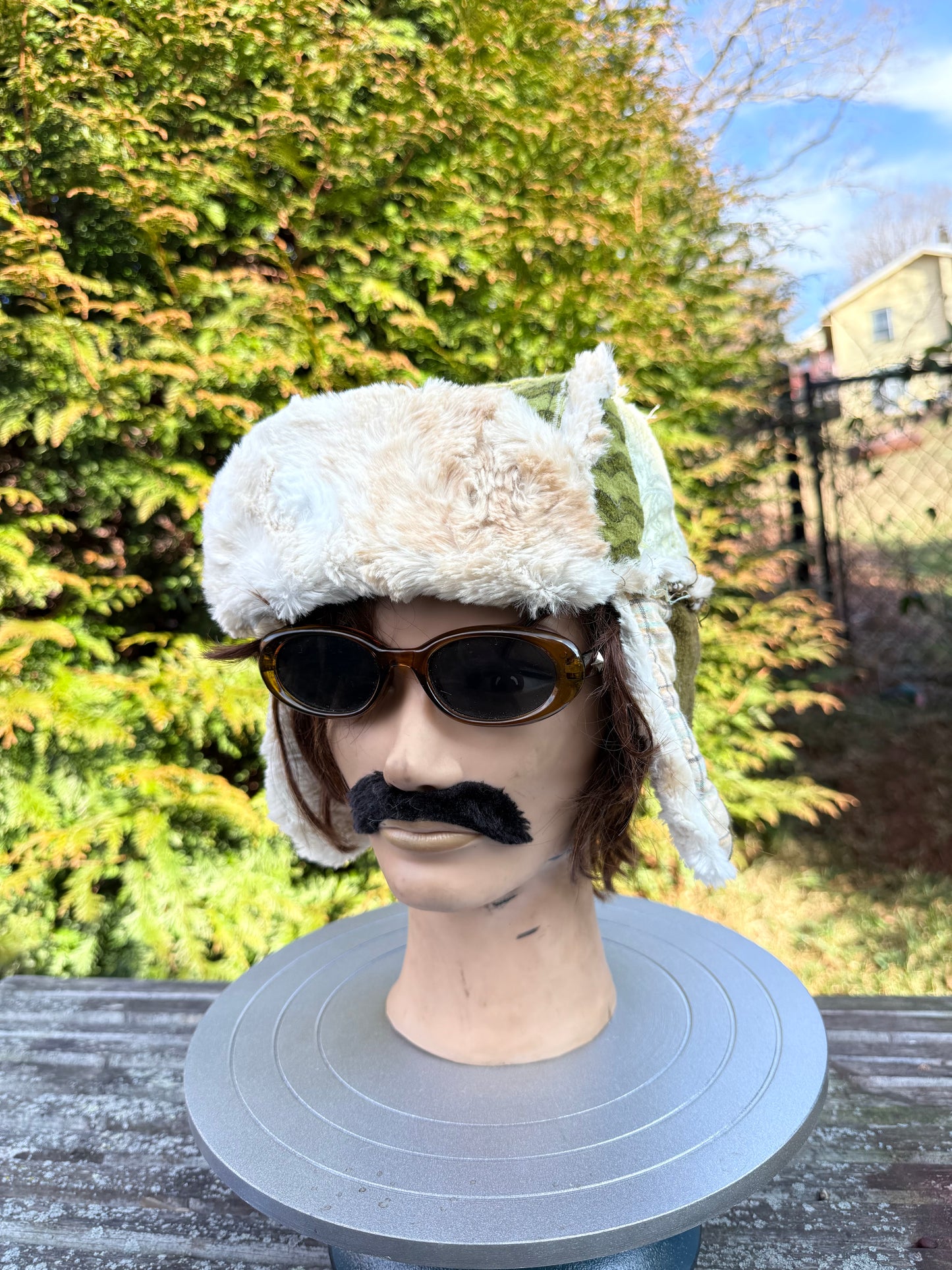 Green patchwork ushanka