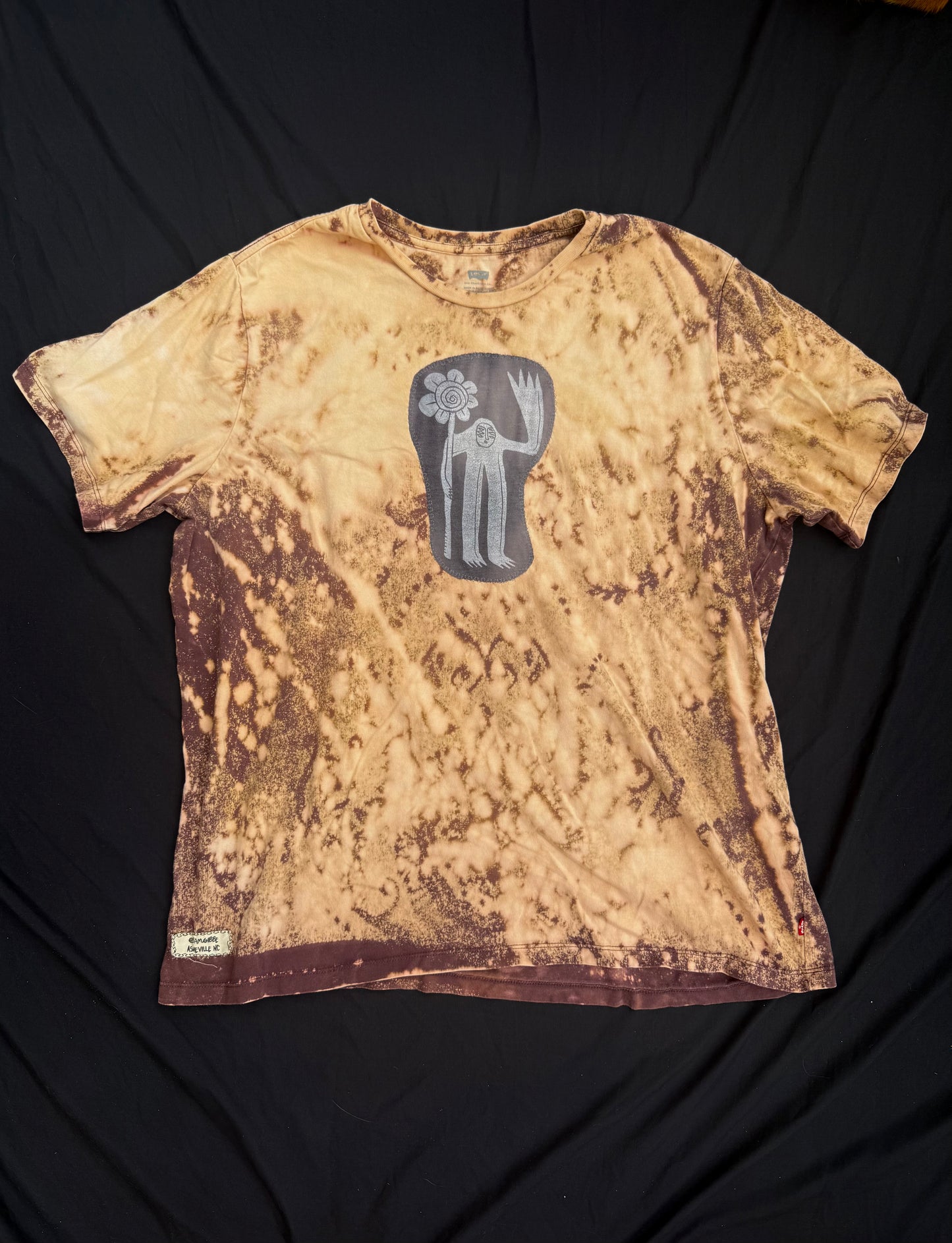 Flower boy patch bleach dyed t shirt