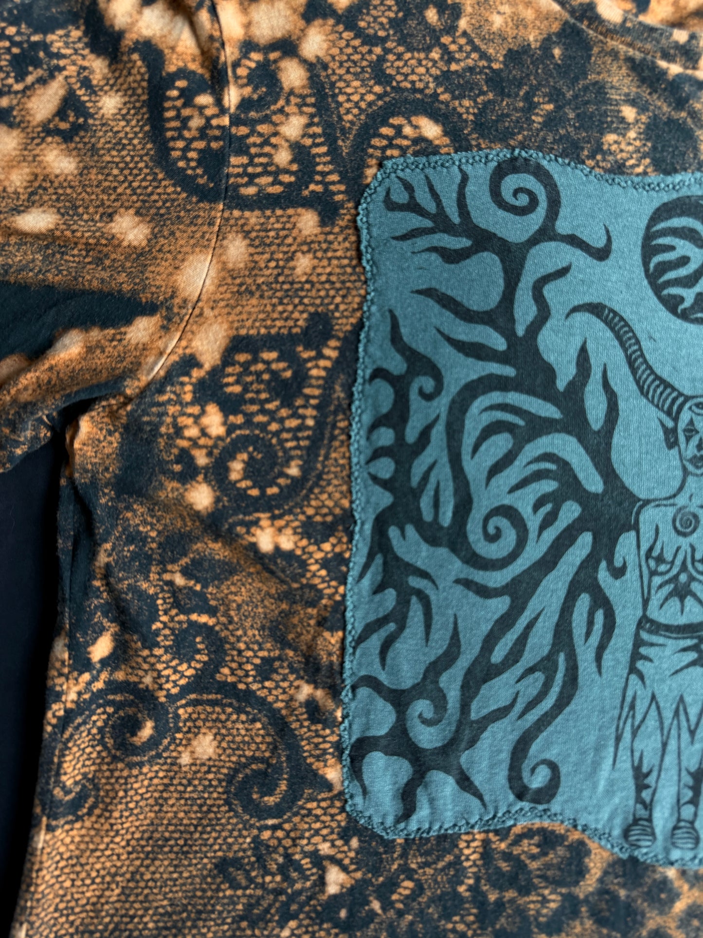 Moon goddess bleach dyed t-shirt