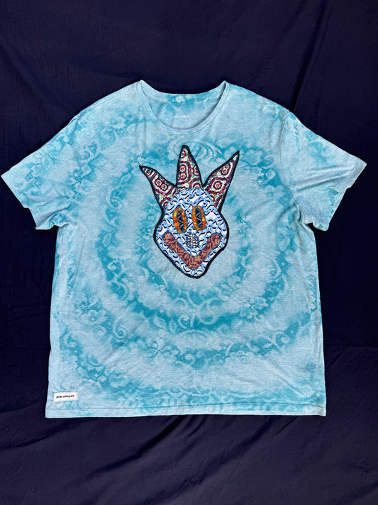 Clown patch bleach dyed spiral t-shirt