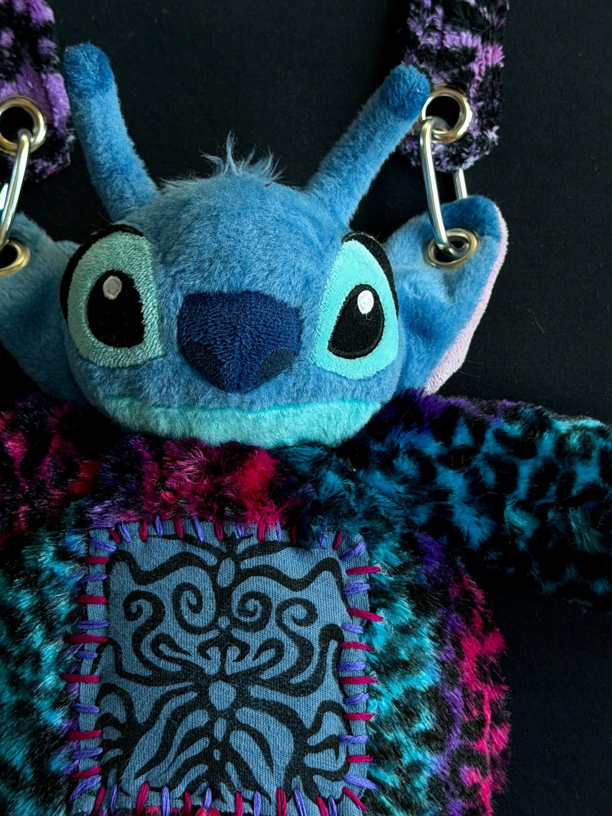 Stitch + pink and blue leopard hybrid side bag