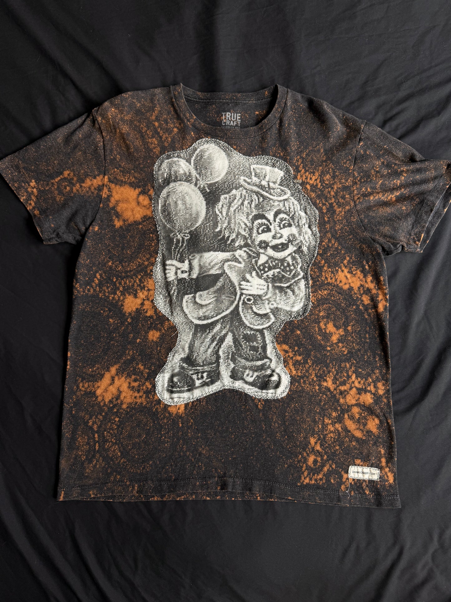 Clown bleach dyed t-shirt