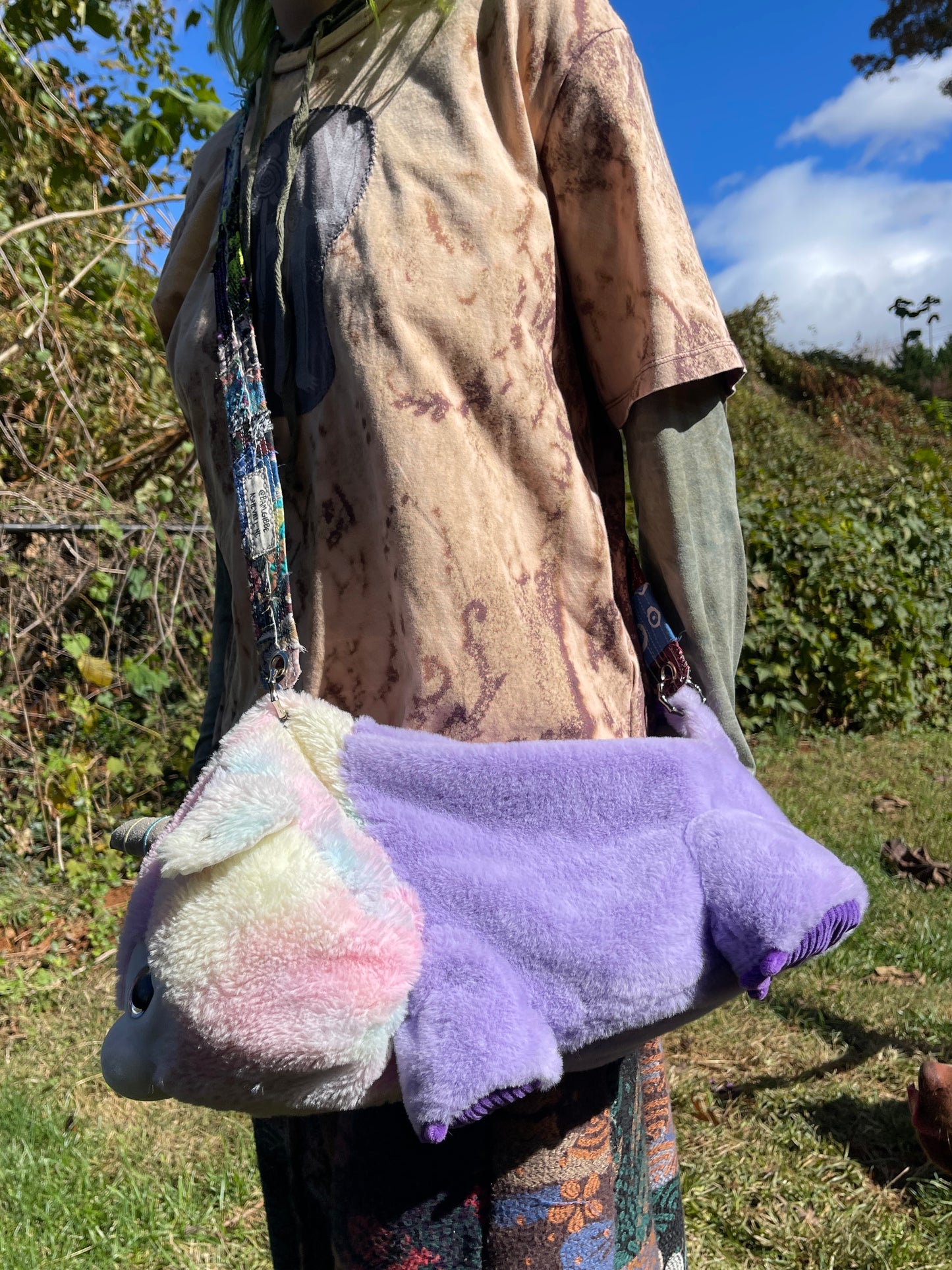 Unicorn + hippopotamus hybrid huge side bag