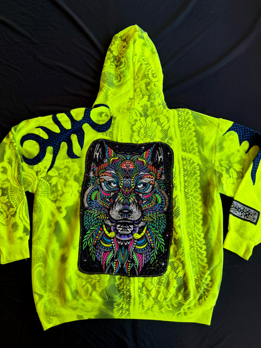 Neon clown wolf hoodie