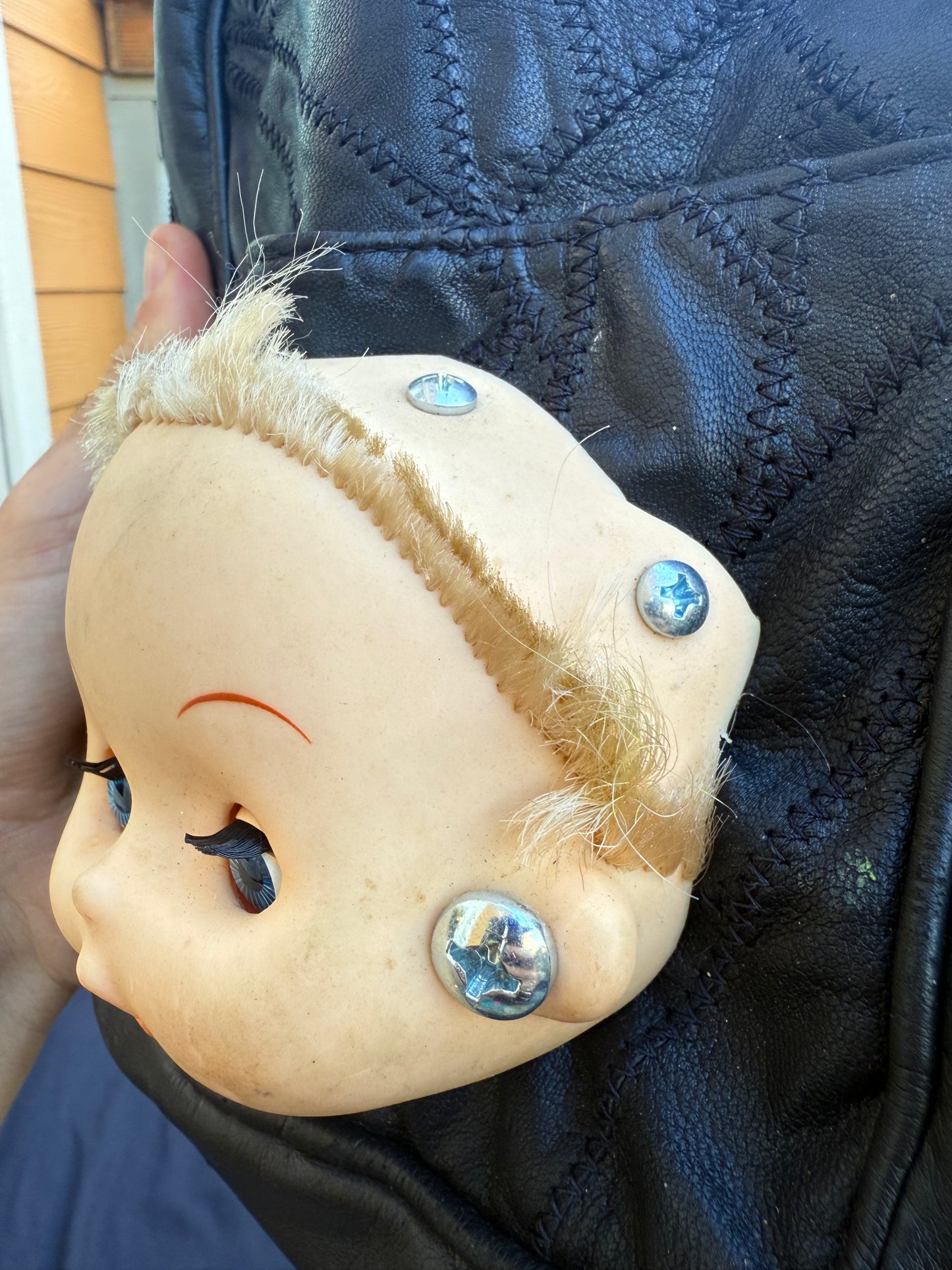 Leather patchwork baby bag