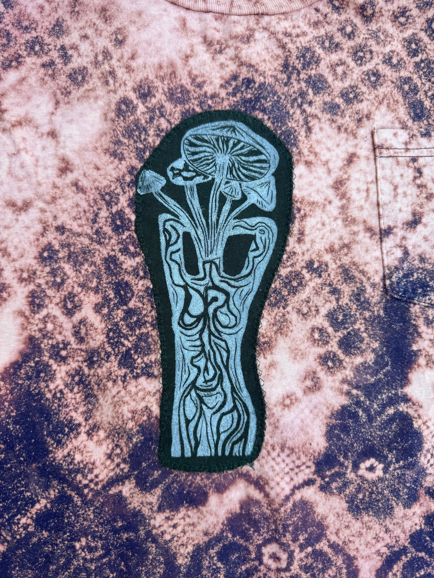 Mushroom lady bleach dyed t shirt